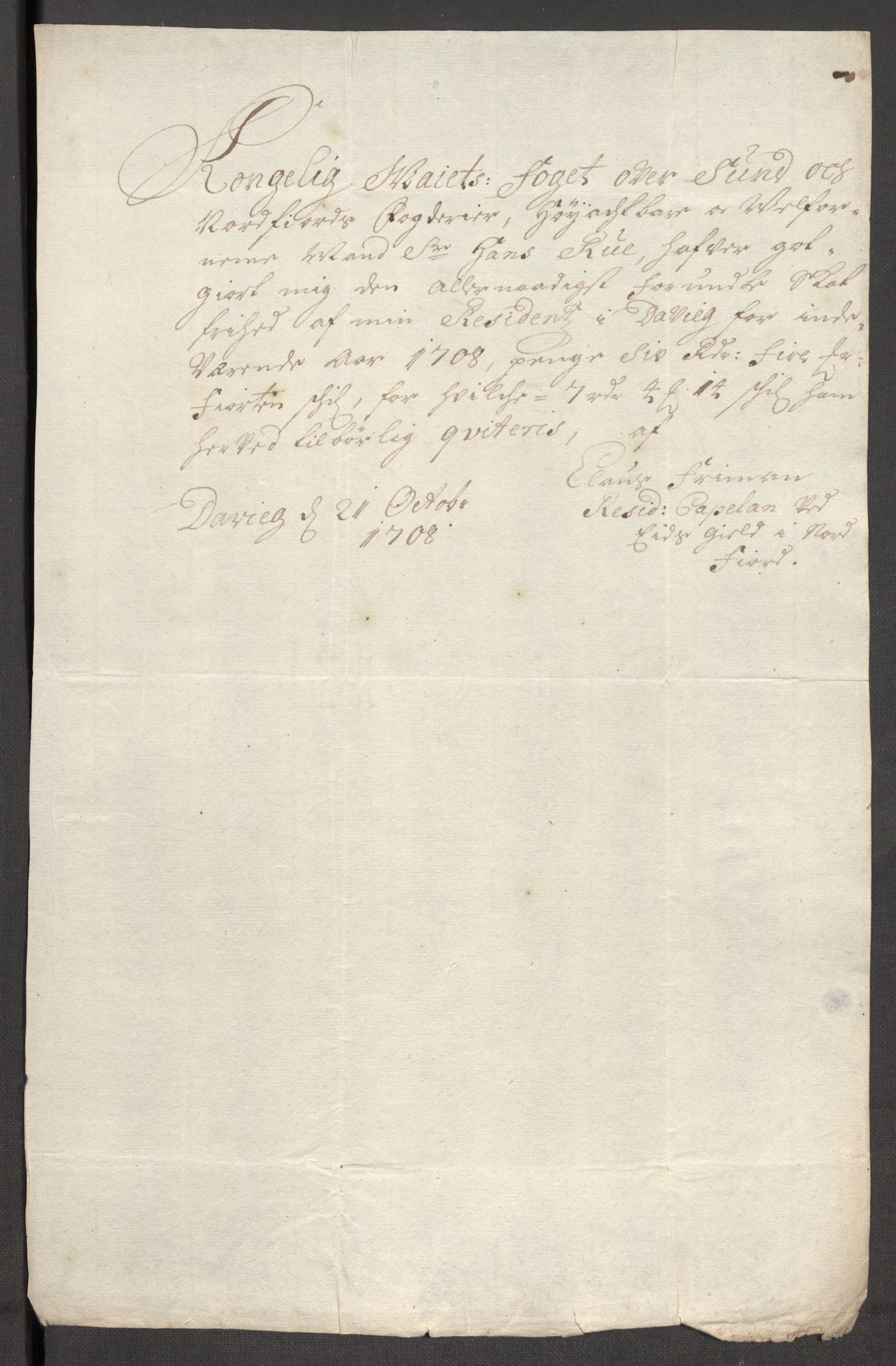 Rentekammeret inntil 1814, Reviderte regnskaper, Fogderegnskap, RA/EA-4092/R53/L3431: Fogderegnskap Sunn- og Nordfjord, 1708, p. 201