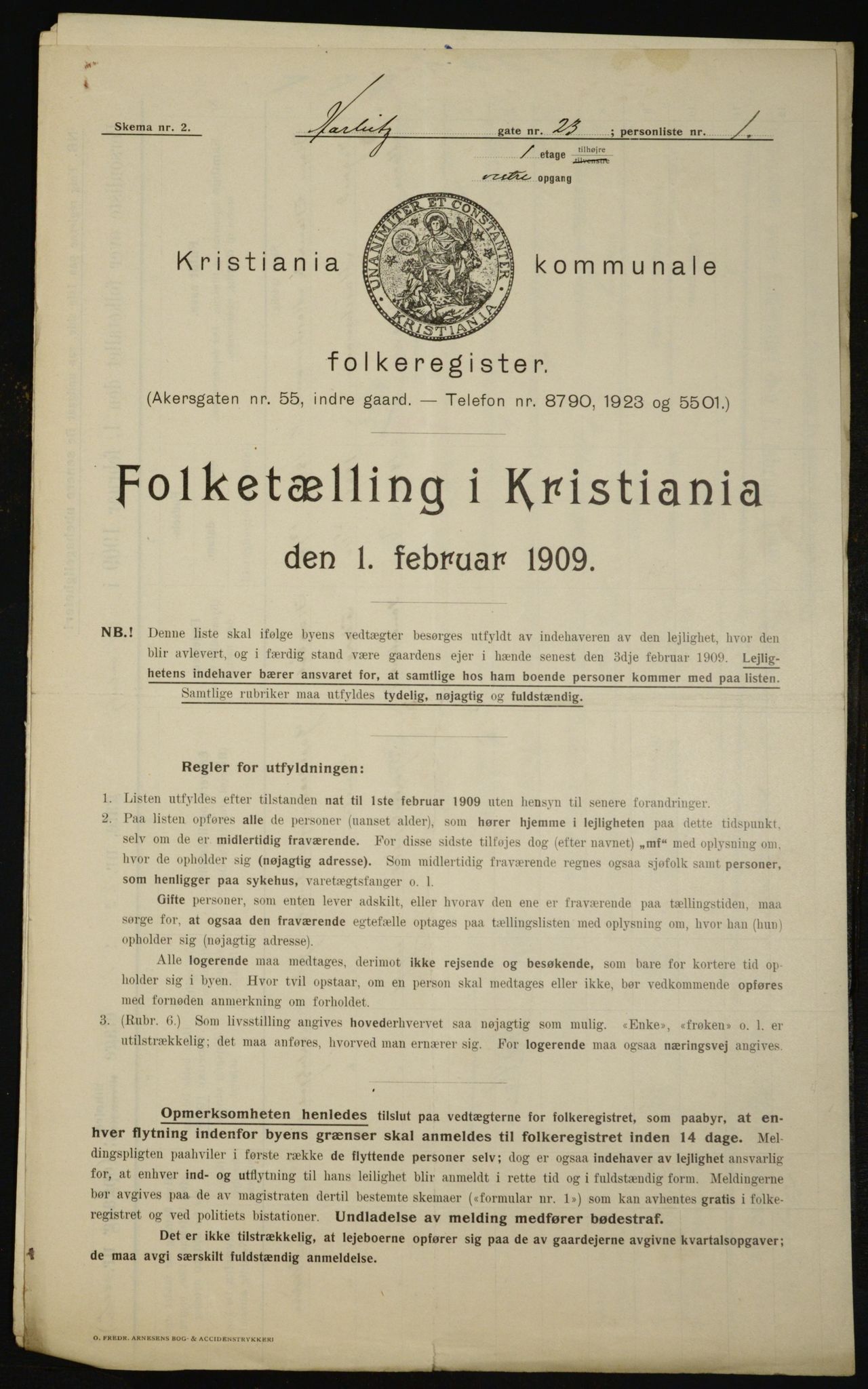 OBA, Municipal Census 1909 for Kristiania, 1909, p. 73478