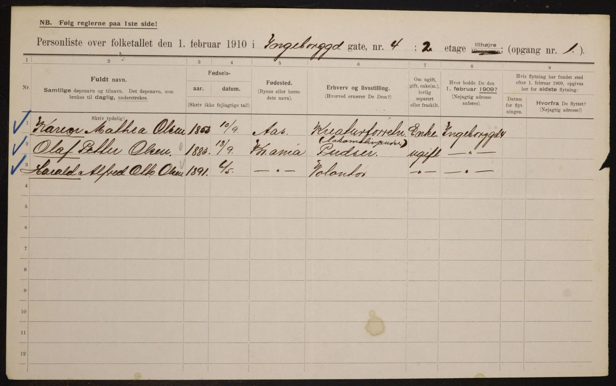 OBA, Municipal Census 1910 for Kristiania, 1910, p. 42790