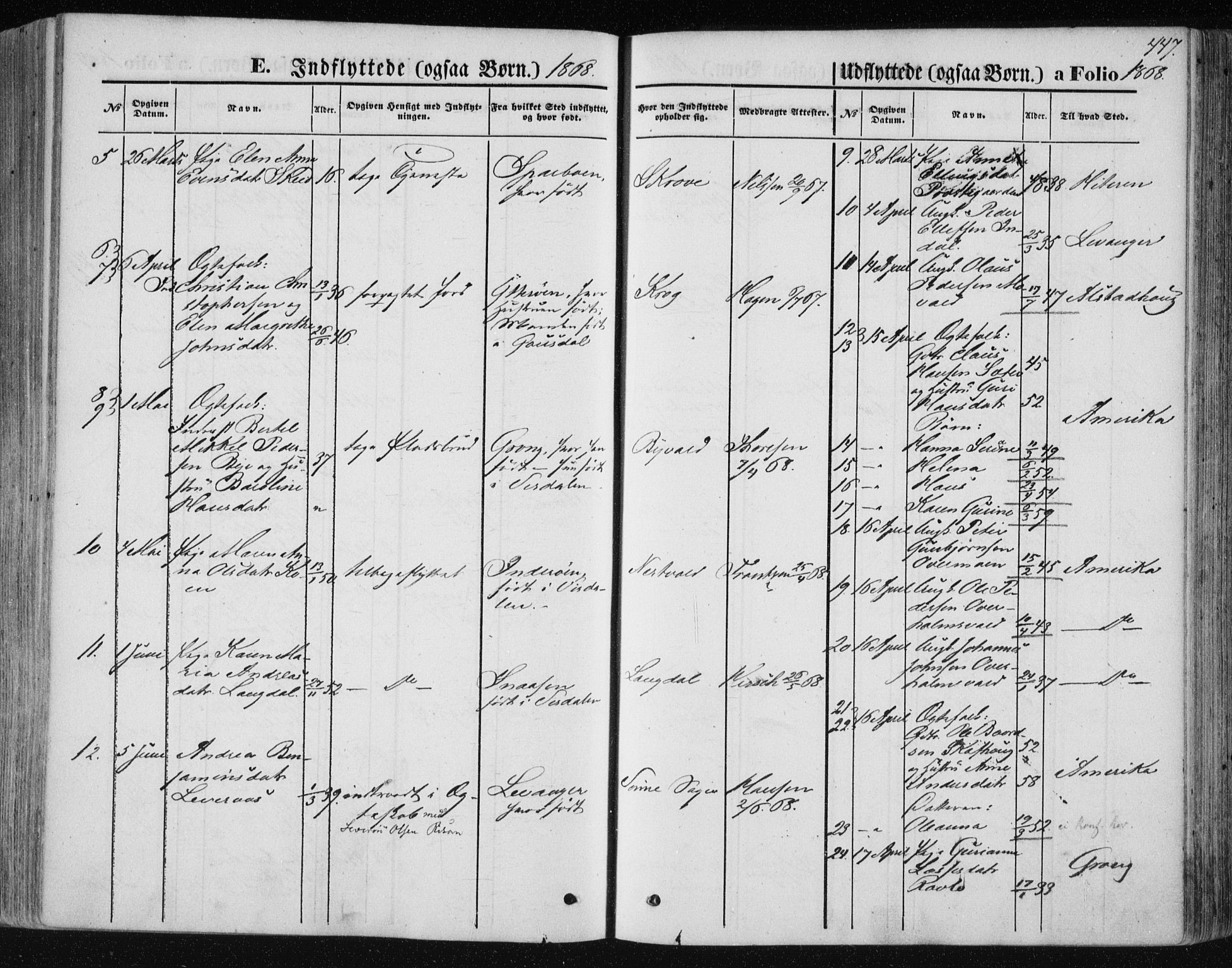 Ministerialprotokoller, klokkerbøker og fødselsregistre - Nord-Trøndelag, AV/SAT-A-1458/723/L0241: Parish register (official) no. 723A10, 1860-1869, p. 447