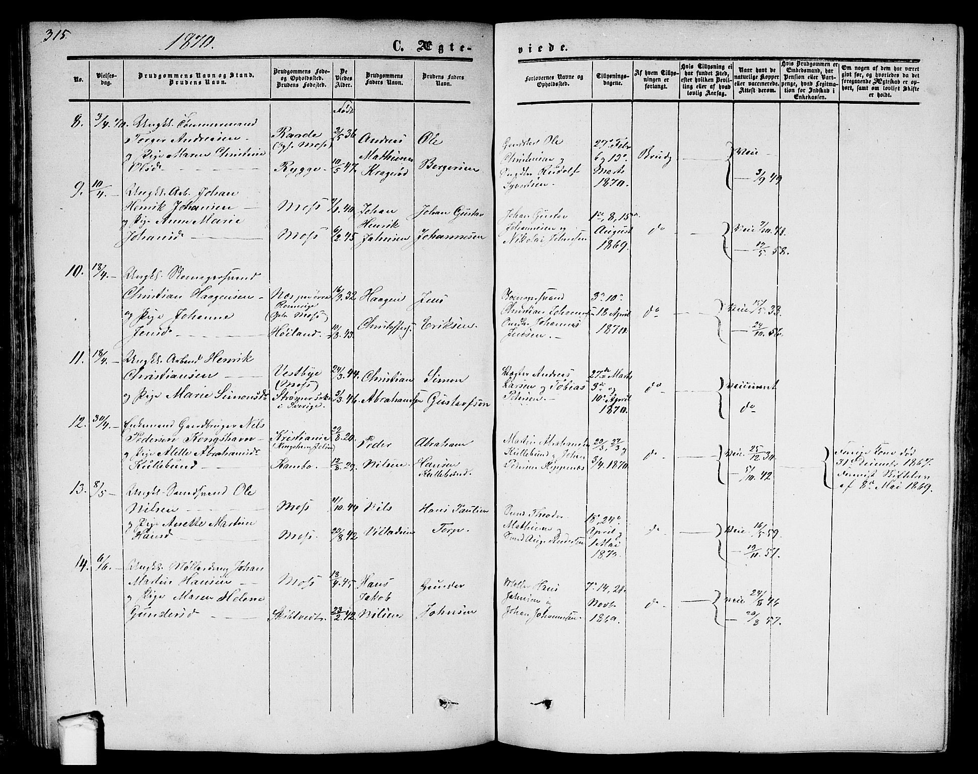 Moss prestekontor Kirkebøker, AV/SAO-A-2003/G/Ga/L0002: Parish register (copy) no. I 2, 1852-1871, p. 315