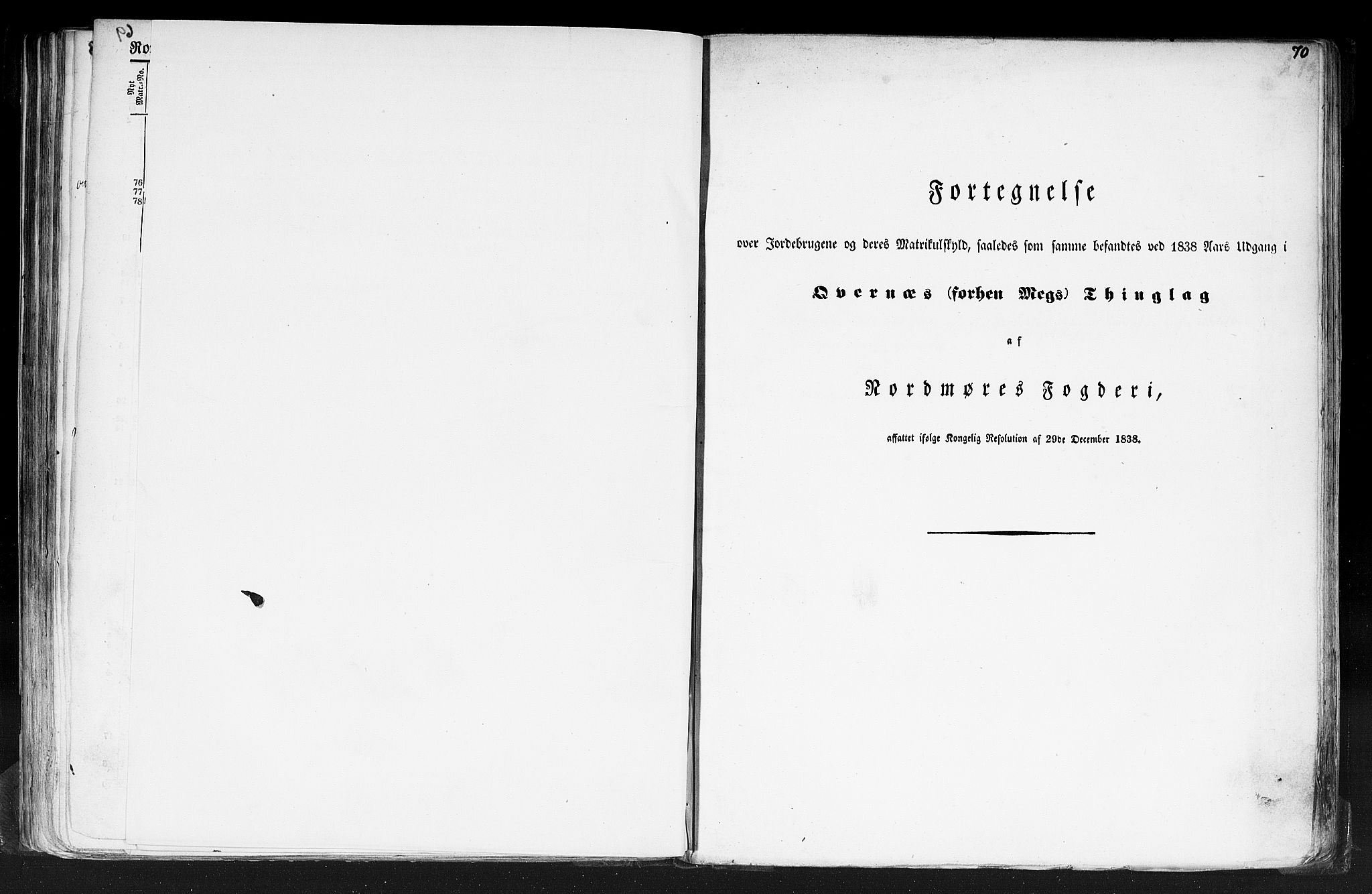Rygh, RA/PA-0034/F/Fb/L0013: Matrikkelen for 1838 - Romsdal amt (Møre og Romsdal fylke), 1838, p. 70a