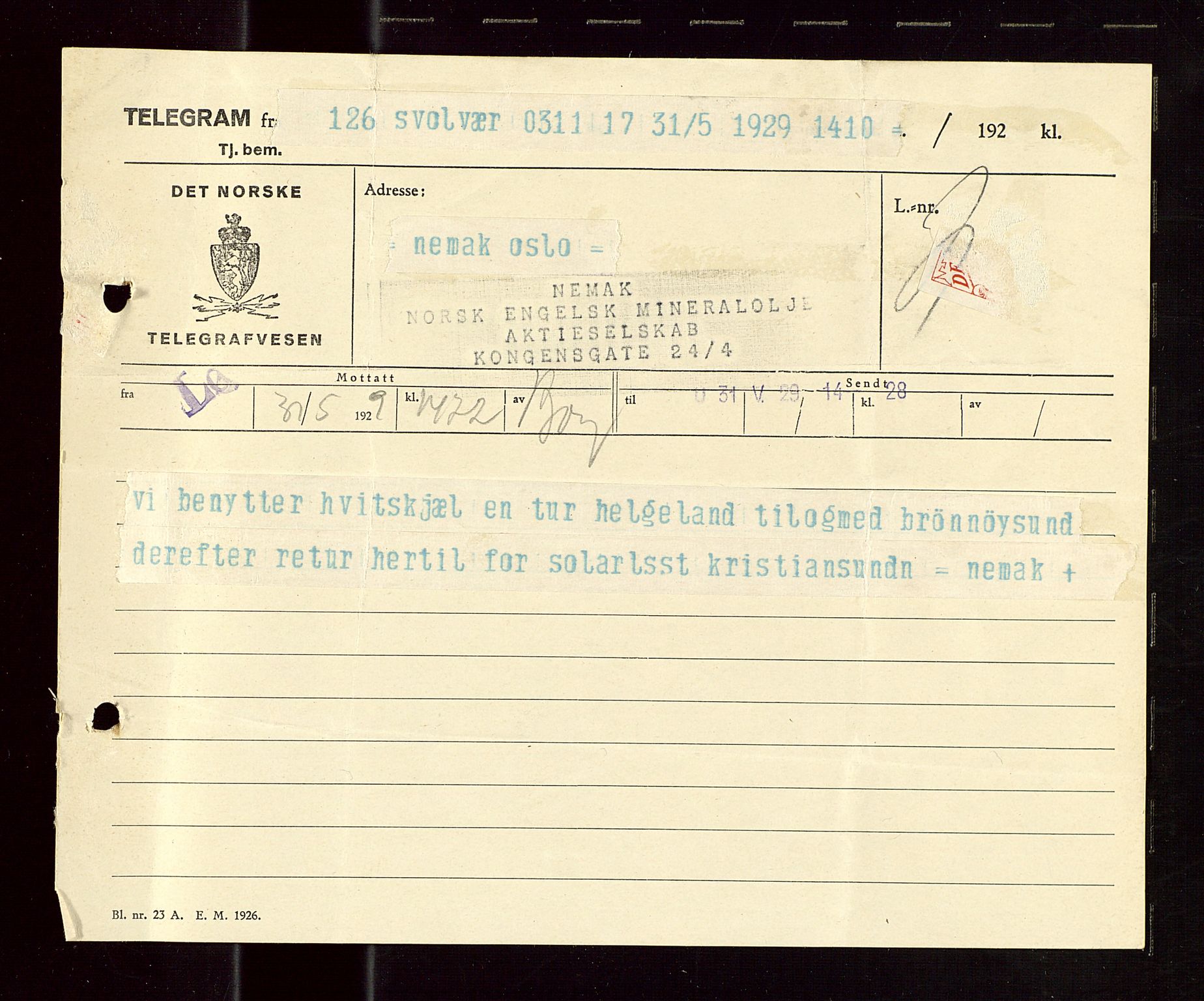 Pa 1521 - A/S Norske Shell, AV/SAST-A-101915/E/Ea/Eaa/L0018: Sjefskorrespondanse, 1929, p. 4