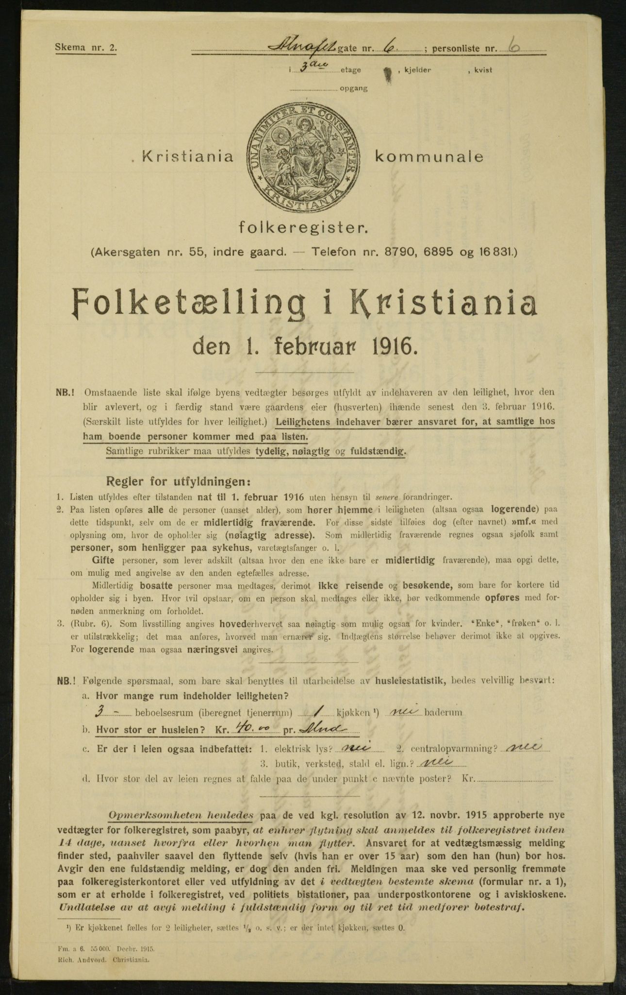 OBA, Municipal Census 1916 for Kristiania, 1916, p. 981