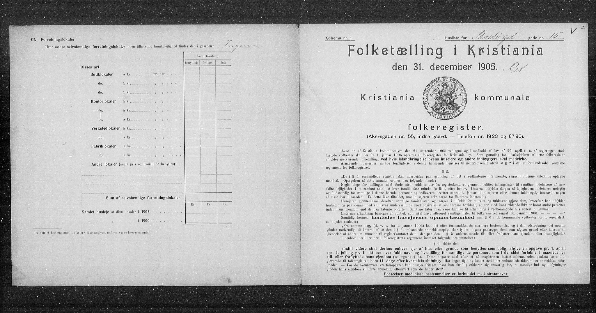 OBA, Municipal Census 1905 for Kristiania, 1905, p. 3354