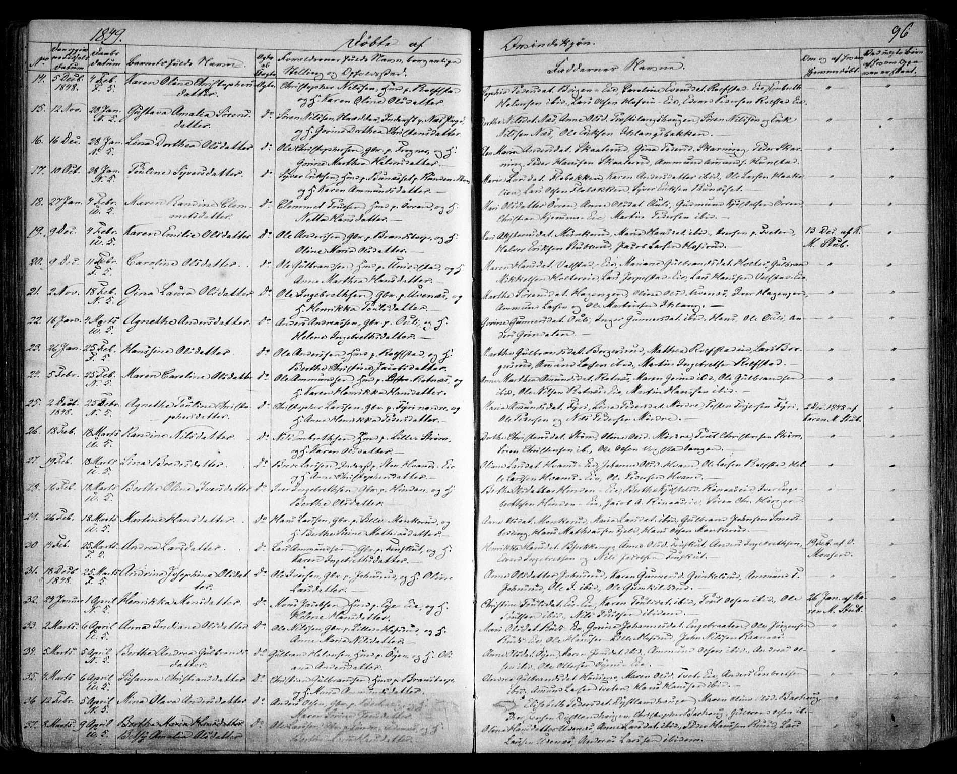 Nes prestekontor Kirkebøker, SAO/A-10410/F/Fa/L0007: Parish register (official) no. I 7, 1846-1858, p. 96