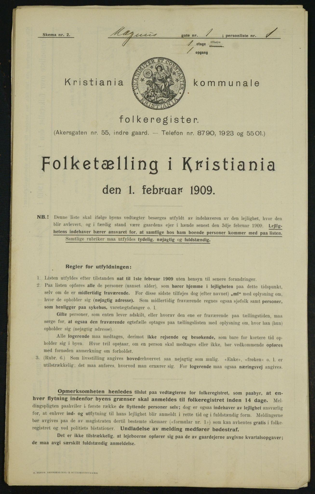 OBA, Municipal Census 1909 for Kristiania, 1909, p. 53842