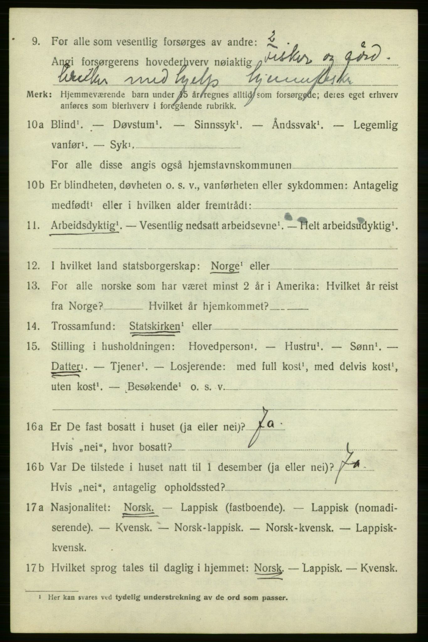 SATØ, 1920 census for Kjelvik, 1920, p. 1912