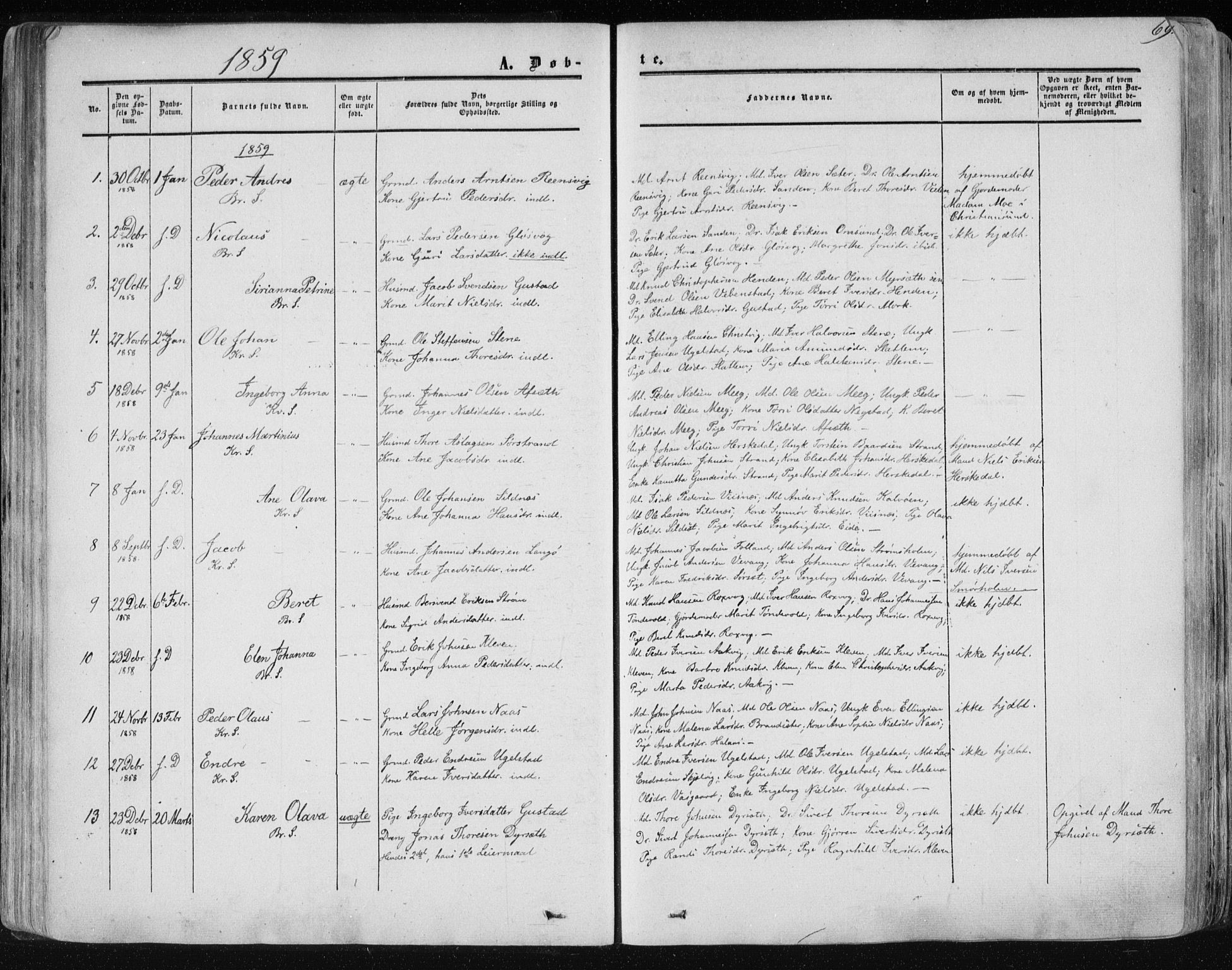 Ministerialprotokoller, klokkerbøker og fødselsregistre - Møre og Romsdal, SAT/A-1454/568/L0804: Parish register (official) no. 568A11, 1854-1868, p. 69