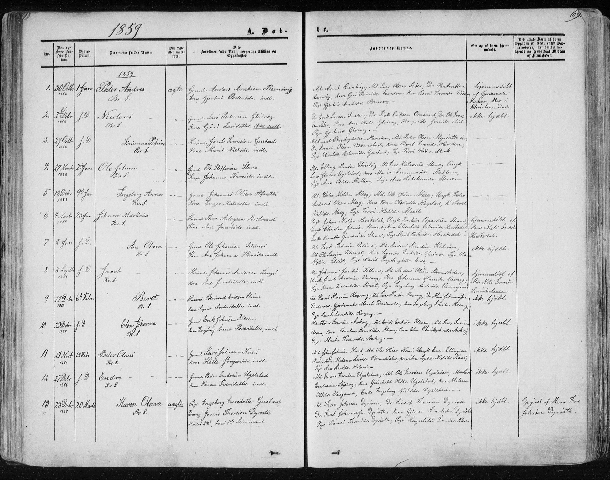 Ministerialprotokoller, klokkerbøker og fødselsregistre - Møre og Romsdal, AV/SAT-A-1454/568/L0804: Parish register (official) no. 568A11, 1854-1868, p. 69