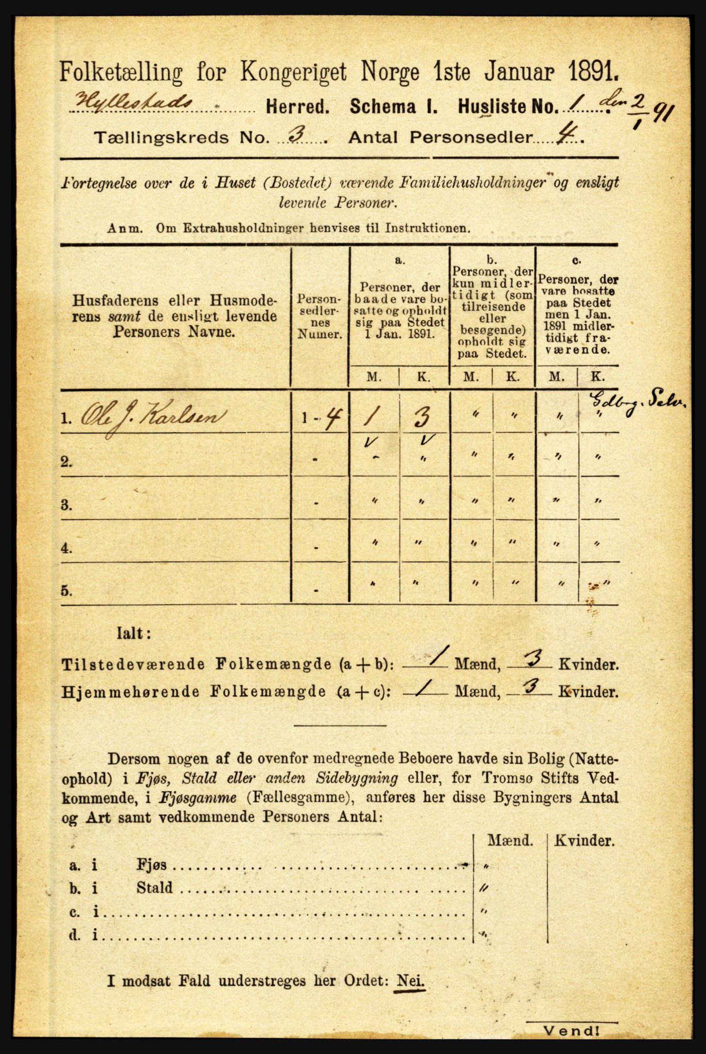 RA, 1891 census for 1413 Hyllestad, 1891, p. 300