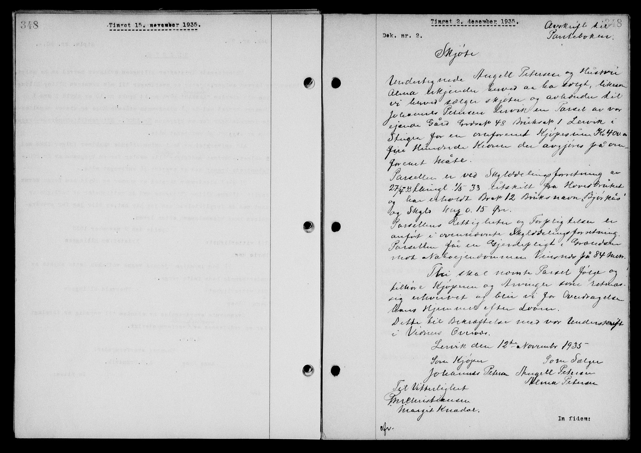 Steigen og Ofoten sorenskriveri, SAT/A-0030/1/2/2C/L0026: Mortgage book no. 30, 1935-1936, Deed date: 02.12.1935