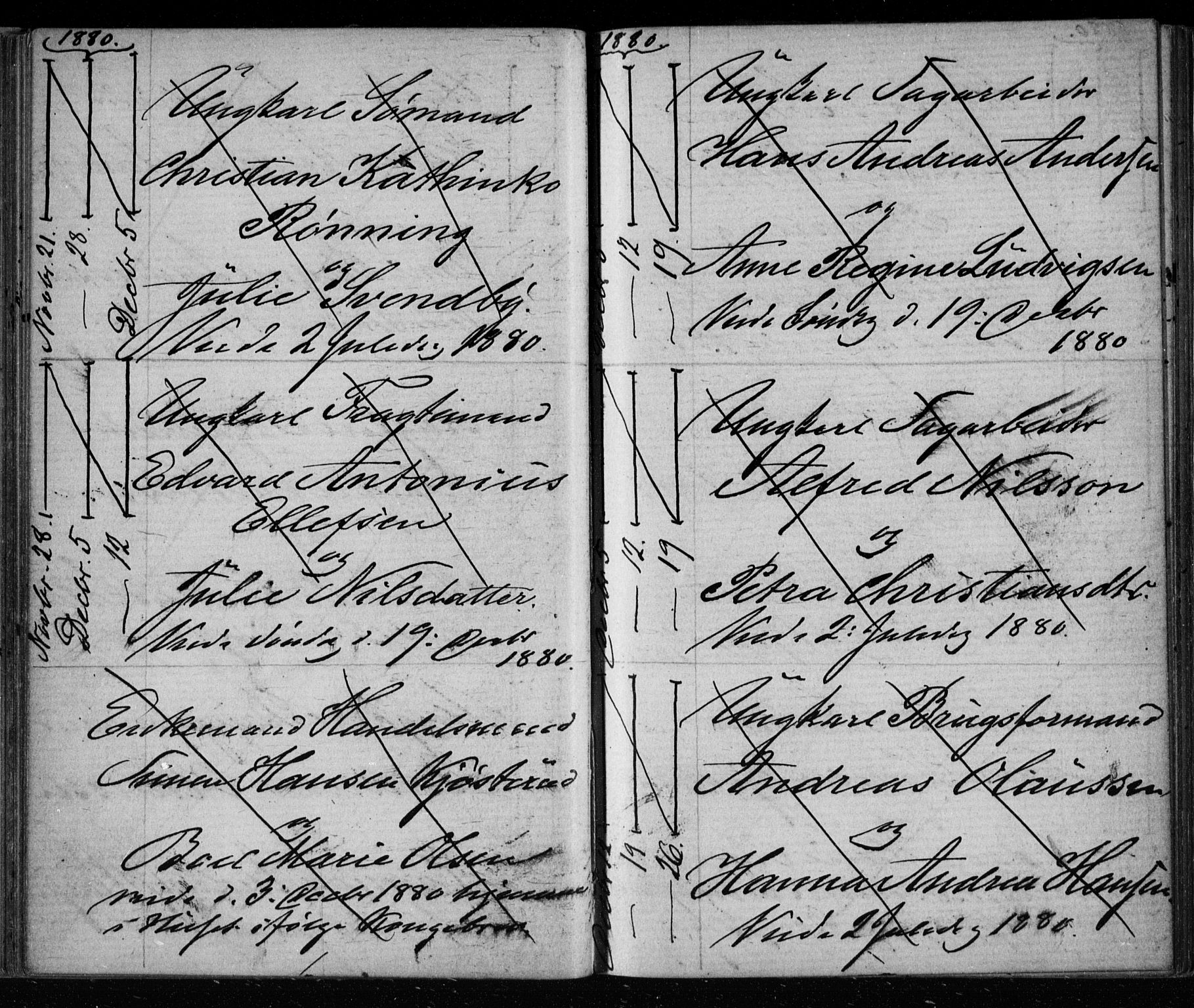 Bragernes kirkebøker, AV/SAKO-A-6/H/Ha/L0006: Banns register no. 6, 1873-1896