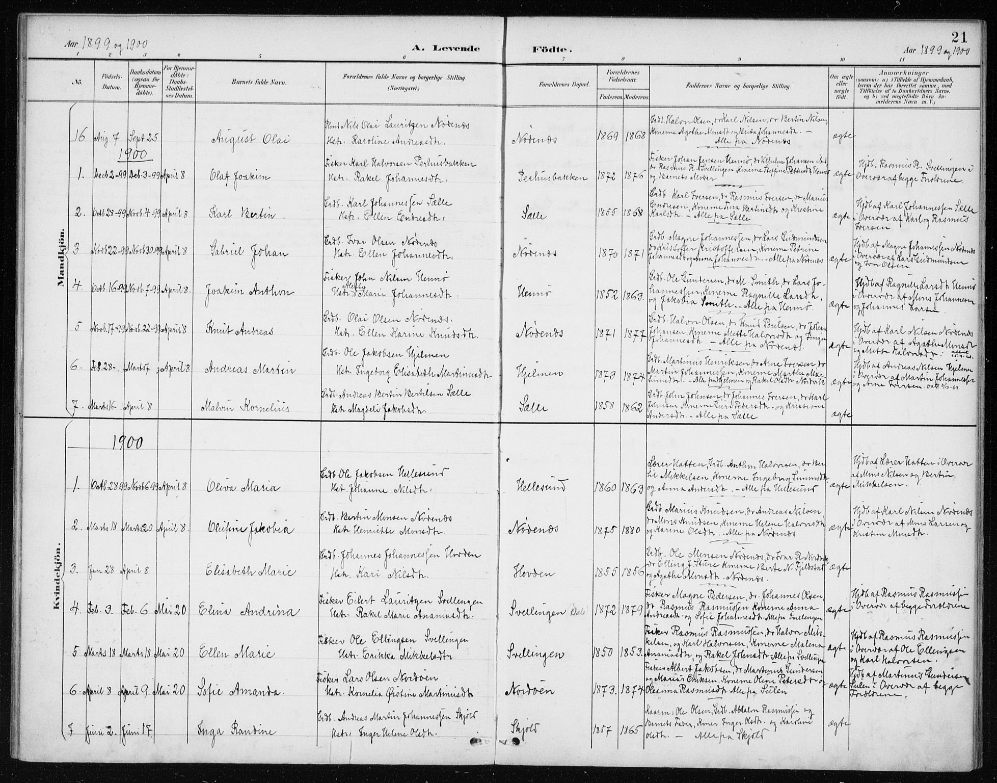 Manger sokneprestembete, AV/SAB-A-76801/H/Haa: Parish register (official) no. E  2, 1891-1902, p. 21