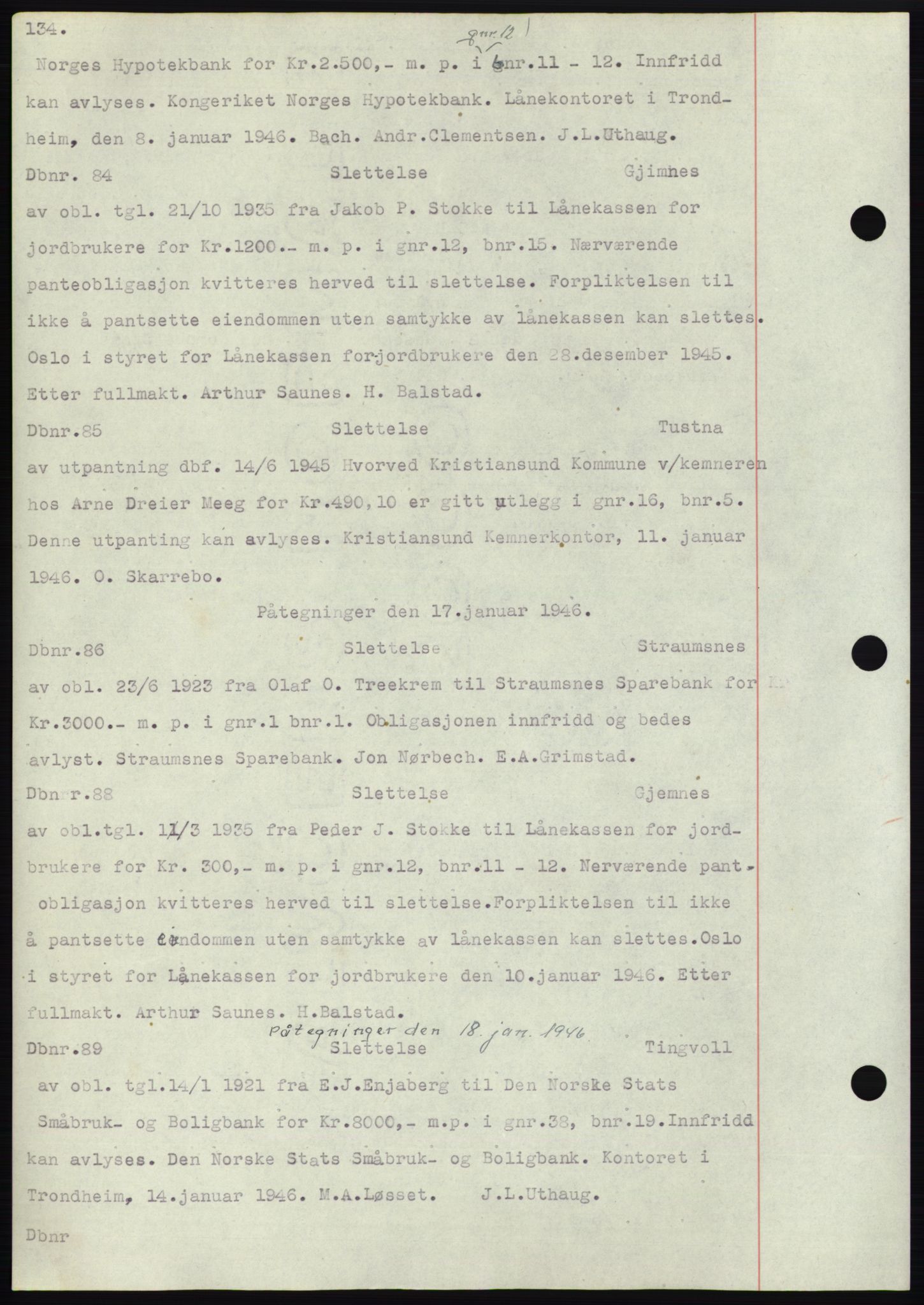 Nordmøre sorenskriveri, SAT/A-4132/1/2/2Ca: Mortgage book no. C82b, 1946-1951, Diary no: : 84/1946