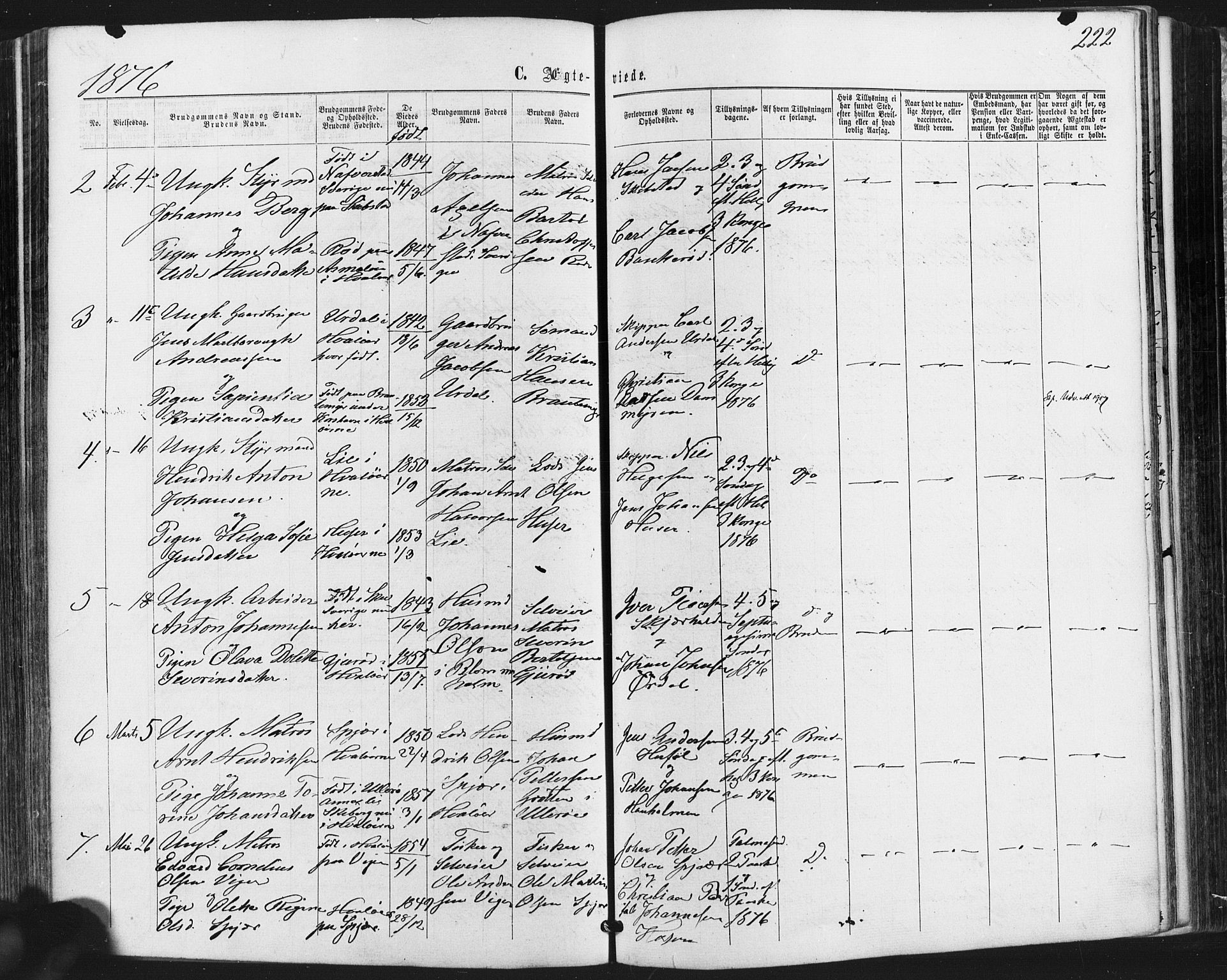 Hvaler prestekontor Kirkebøker, SAO/A-2001/F/Fa/L0007: Parish register (official) no. I 7, 1864-1878, p. 222