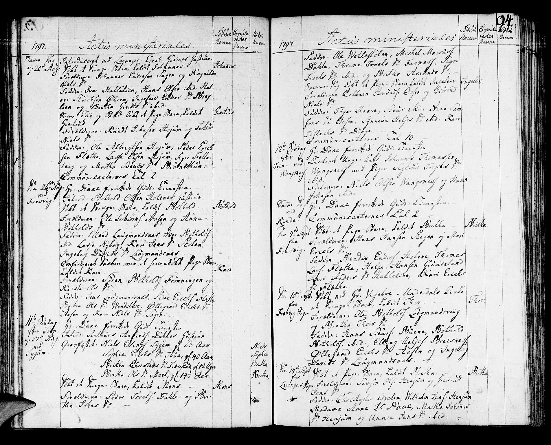 Leikanger sokneprestembete, AV/SAB-A-81001/H/Haa/Haaa/L0005: Parish register (official) no. A 5, 1792-1809, p. 94