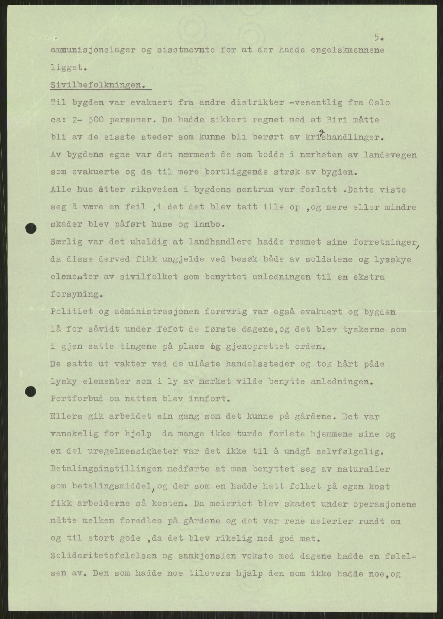 Forsvaret, Forsvarets krigshistoriske avdeling, AV/RA-RAFA-2017/Y/Ya/L0014: II-C-11-31 - Fylkesmenn.  Rapporter om krigsbegivenhetene 1940., 1940, p. 271