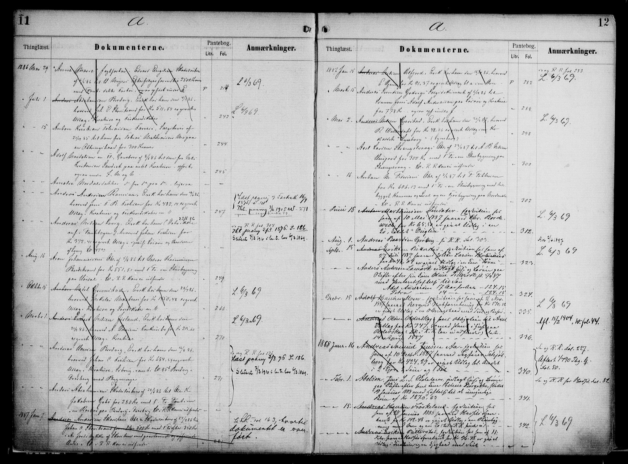 Vesterålen sorenskriveri, SAT/A-4180/1/2/2B/L0005: Mortgage register no. 5, 1887-1913, p. 11-12