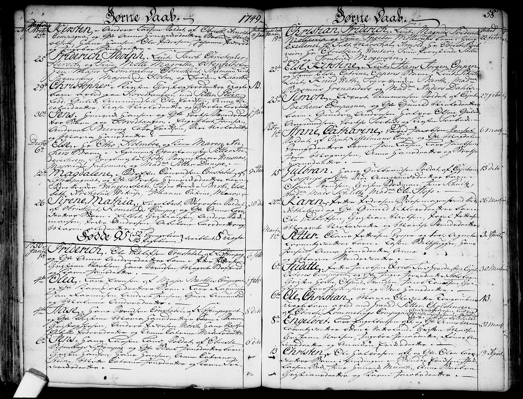 Garnisonsmenigheten Kirkebøker, SAO/A-10846/F/Fa/L0001: Parish register (official) no. 1, 1734-1756, p. 58