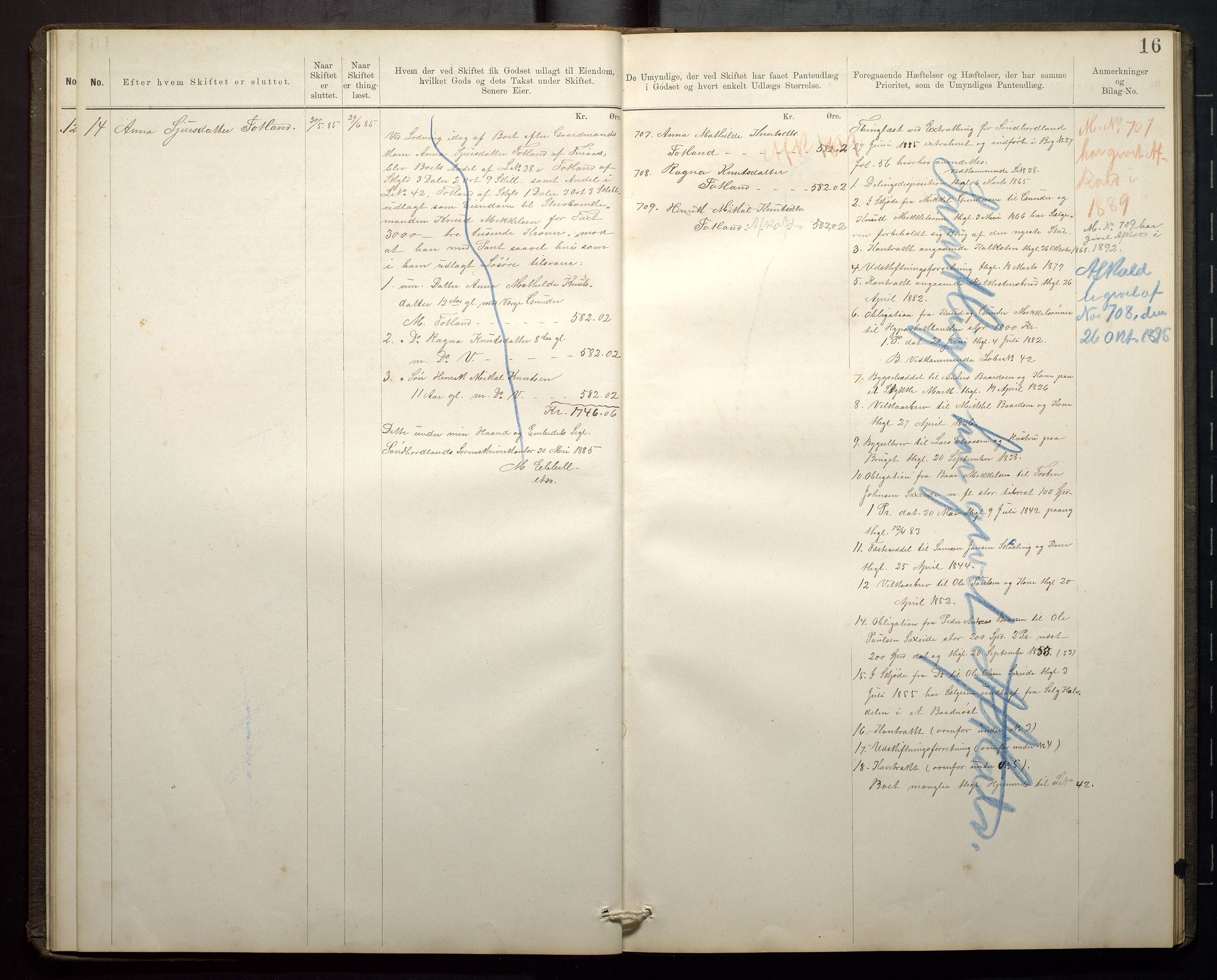 Finnaas kommune. Overformynderiet, IKAH/1218a-812/G/Ga/Gaa/L0001: Skifteutleggsprotokoll for Finnås overformynderi, 1877-1920, p. 16