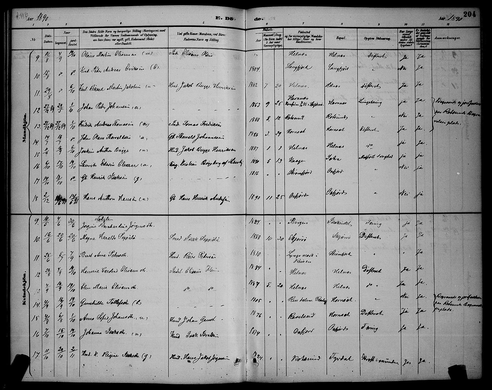 Skjervøy sokneprestkontor, AV/SATØ-S-1300/H/Ha/Hab/L0007klokker: Parish register (copy) no. 7, 1889-1899, p. 204