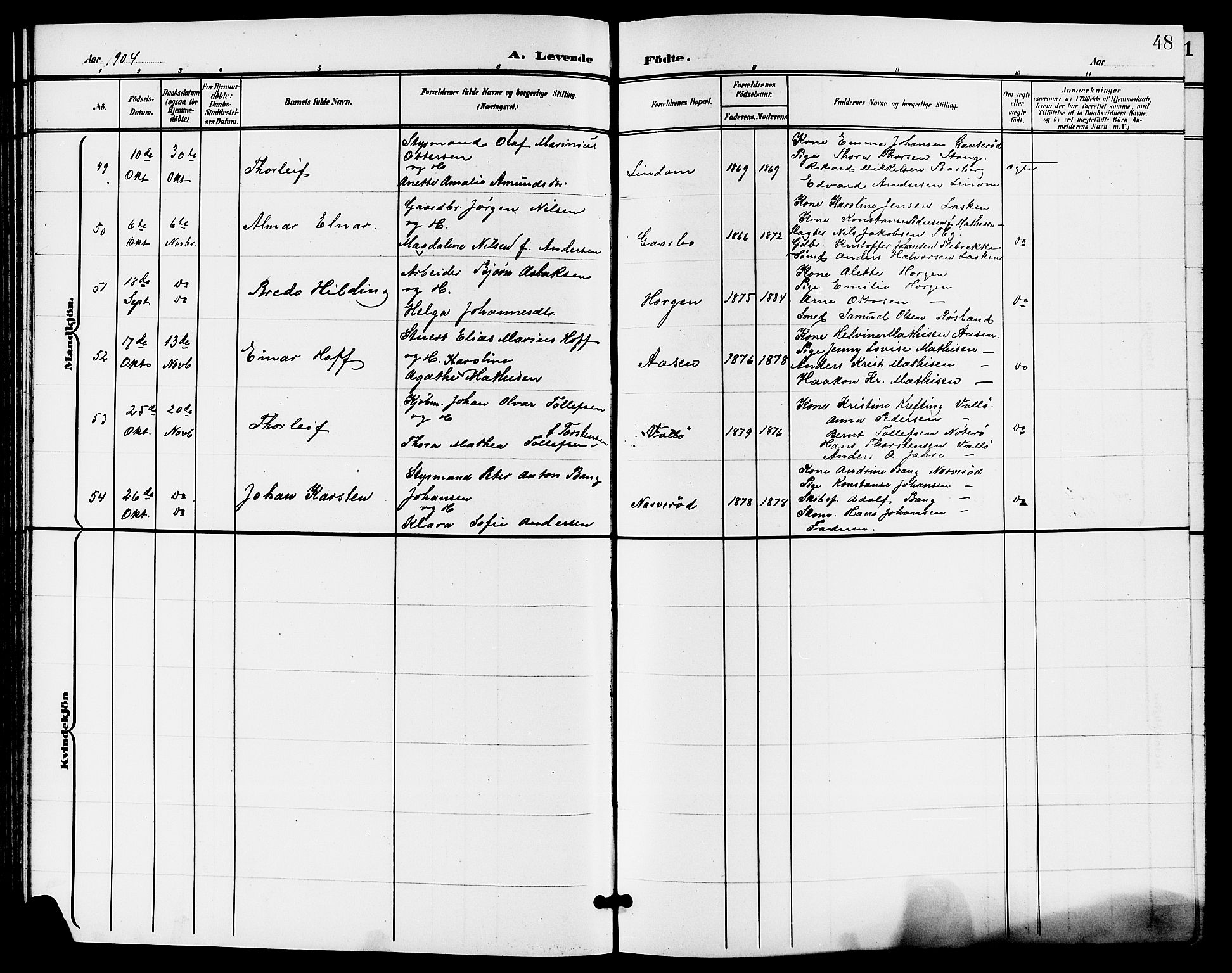 Sem kirkebøker, AV/SAKO-A-5/G/Gb/L0003: Parish register (copy) no. II 3, 1900-1913, p. 48