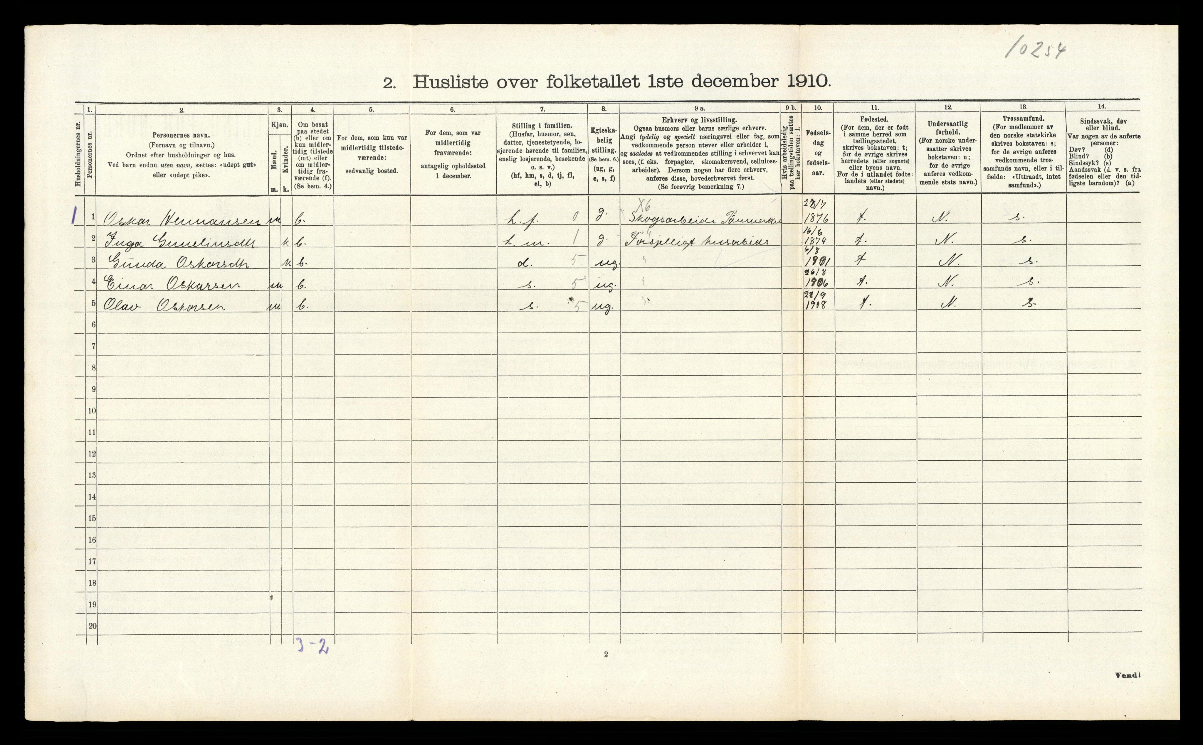 RA, 1910 census for Sande, 1910, p. 936