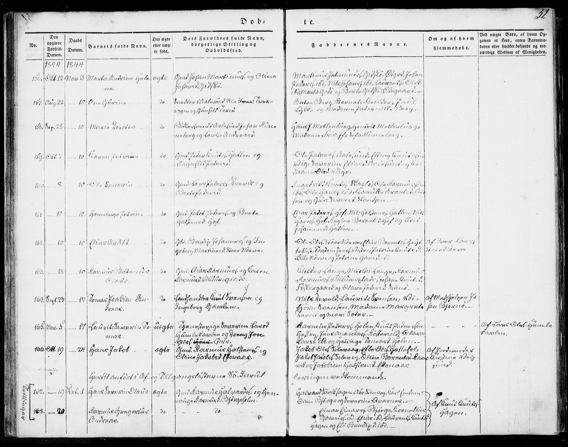 Ministerialprotokoller, klokkerbøker og fødselsregistre - Møre og Romsdal, AV/SAT-A-1454/528/L0396: Parish register (official) no. 528A07, 1839-1847, p. 52