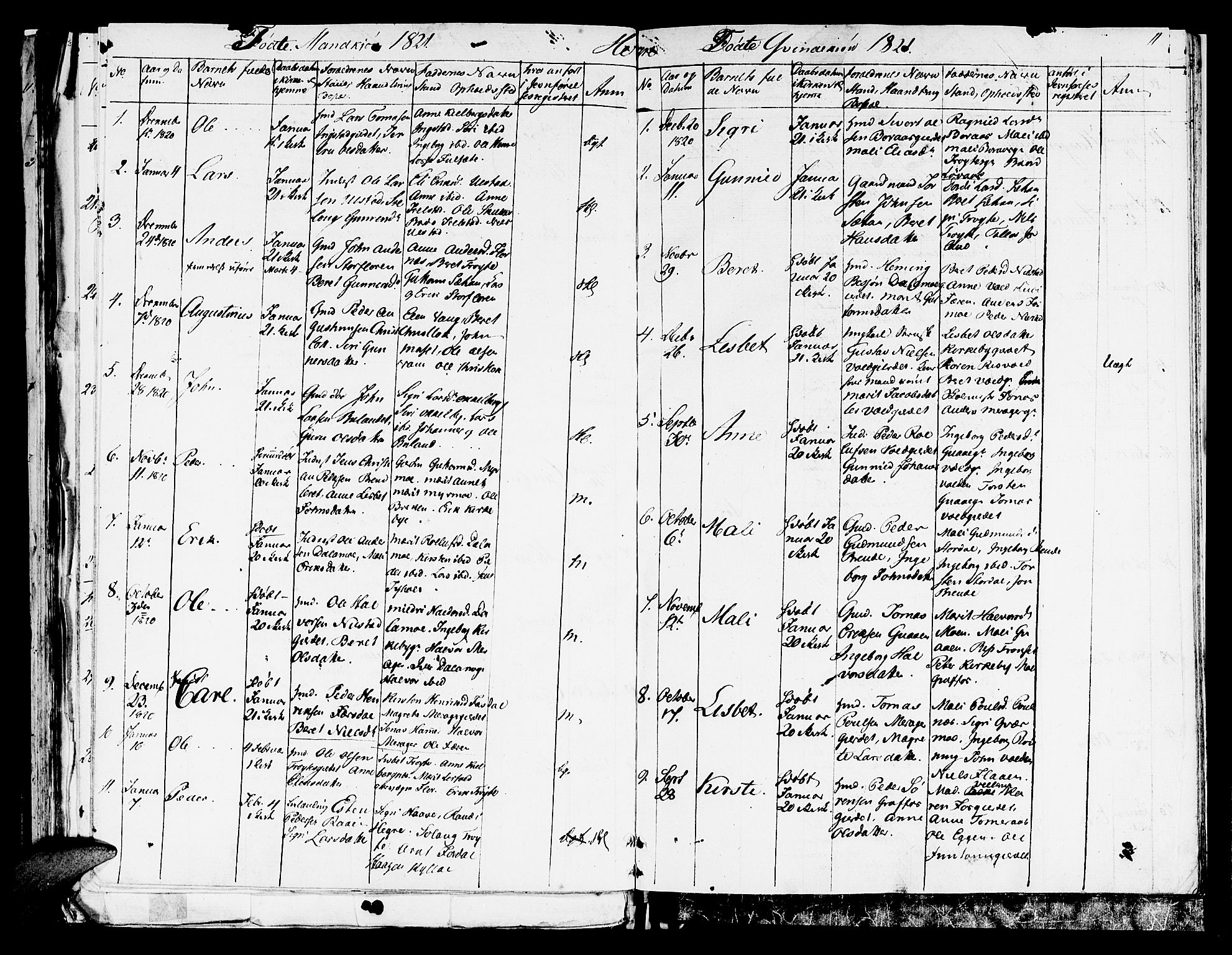 Ministerialprotokoller, klokkerbøker og fødselsregistre - Nord-Trøndelag, SAT/A-1458/709/L0065: Parish register (official) no. 709A09 /4, 1820-1821, p. 11