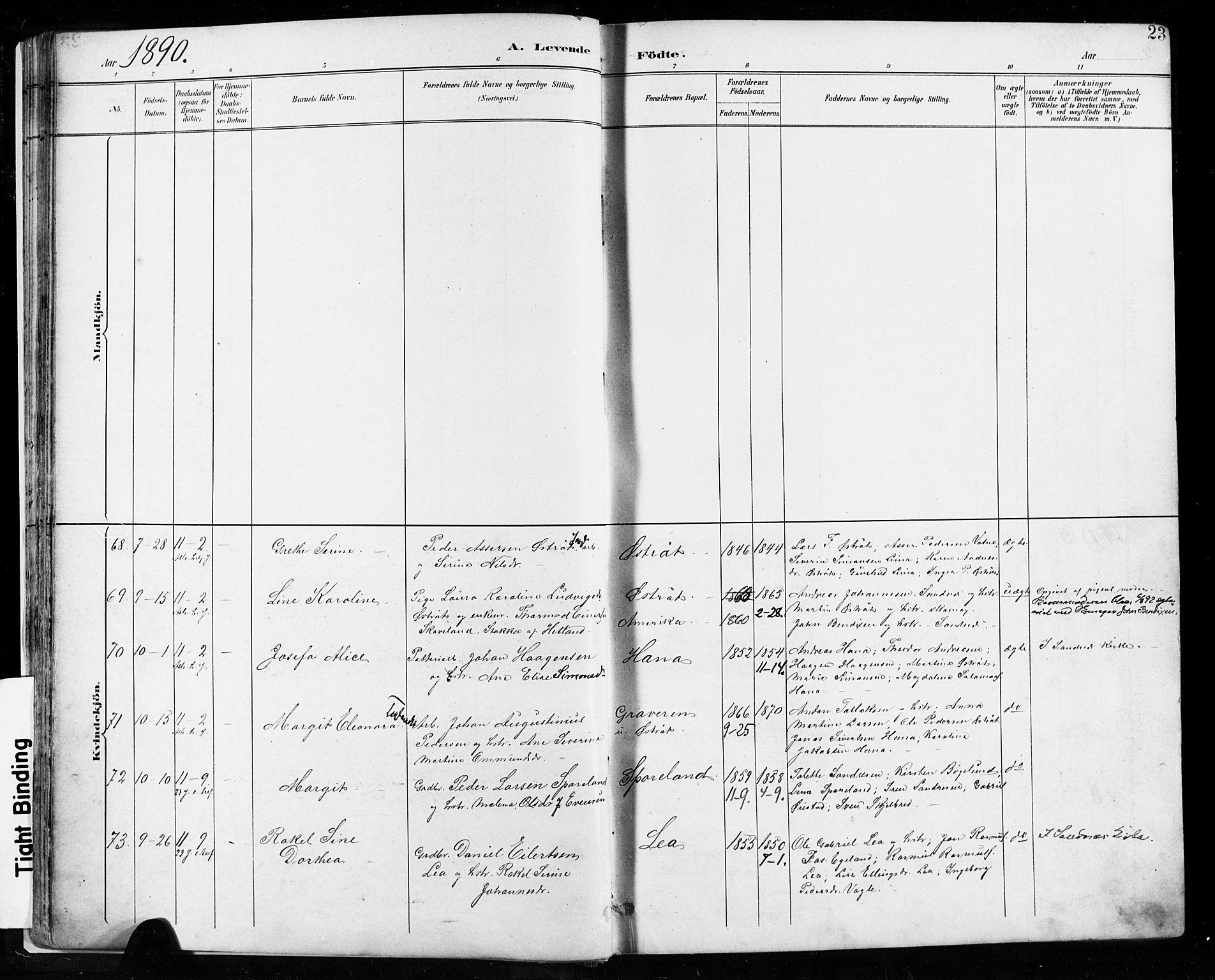 Høyland sokneprestkontor, AV/SAST-A-101799/001/30BA/L0013: Parish register (official) no. A 13.1, 1889-1898, p. 23