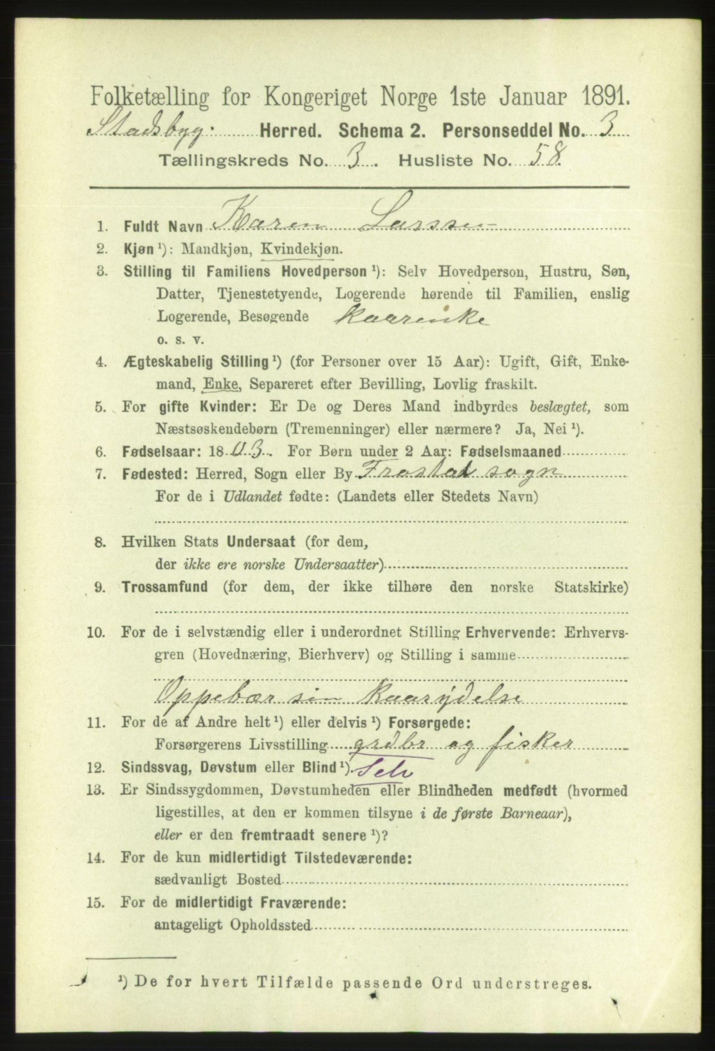 RA, 1891 census for 1625 Stadsbygd, 1891, p. 1737