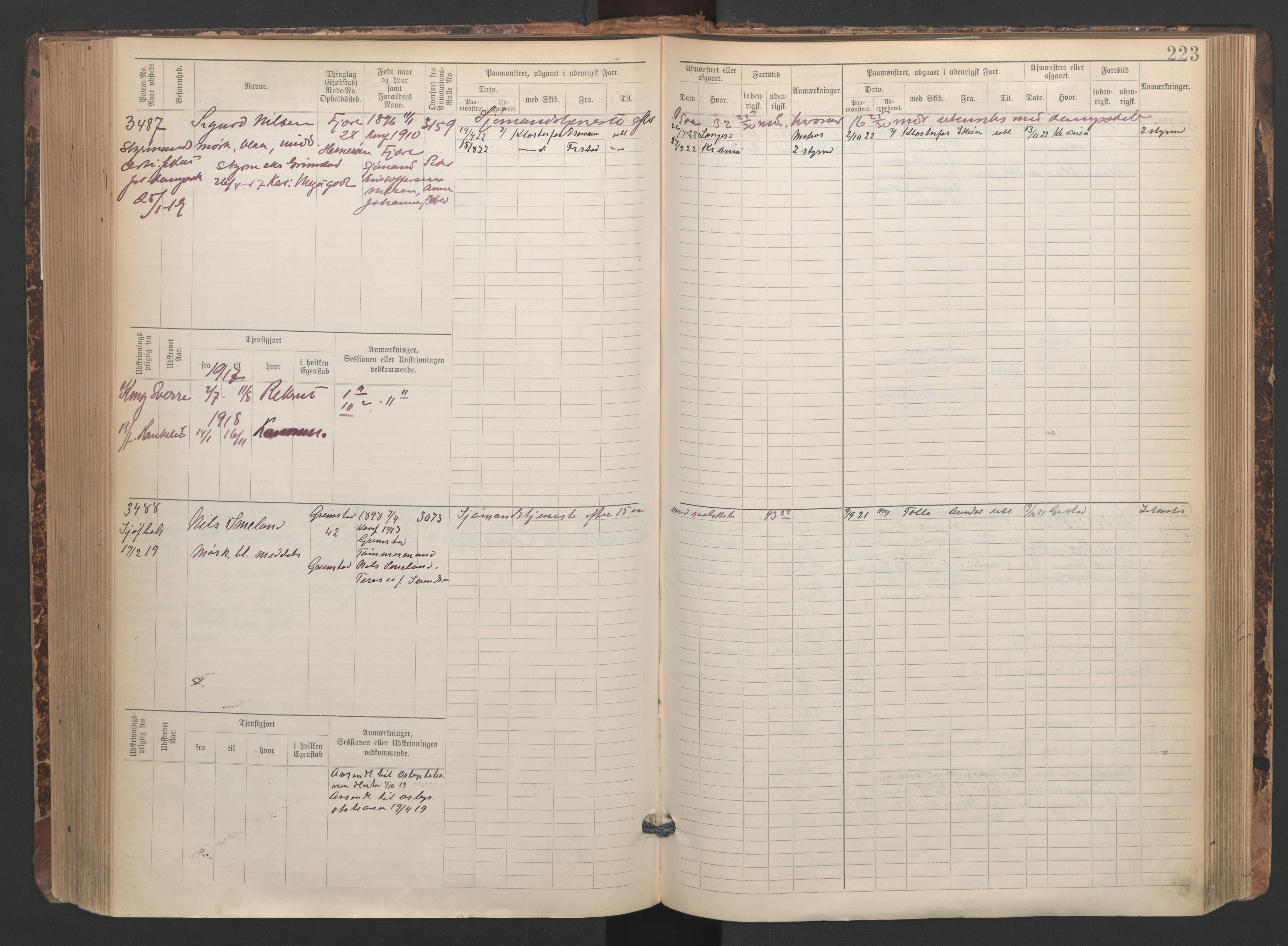 Grimstad mønstringskrets, SAK/2031-0013/F/Fb/L0005: Hovedrulle A nr 3043-3804, F-8, 1900-1948, p. 226