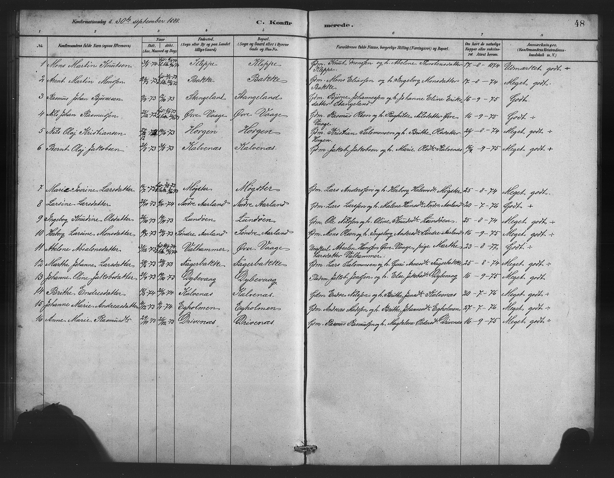 Austevoll sokneprestembete, AV/SAB-A-74201/H/Ha/Hab/Habb/L0003: Parish register (copy) no. B 3, 1879-1888, p. 48