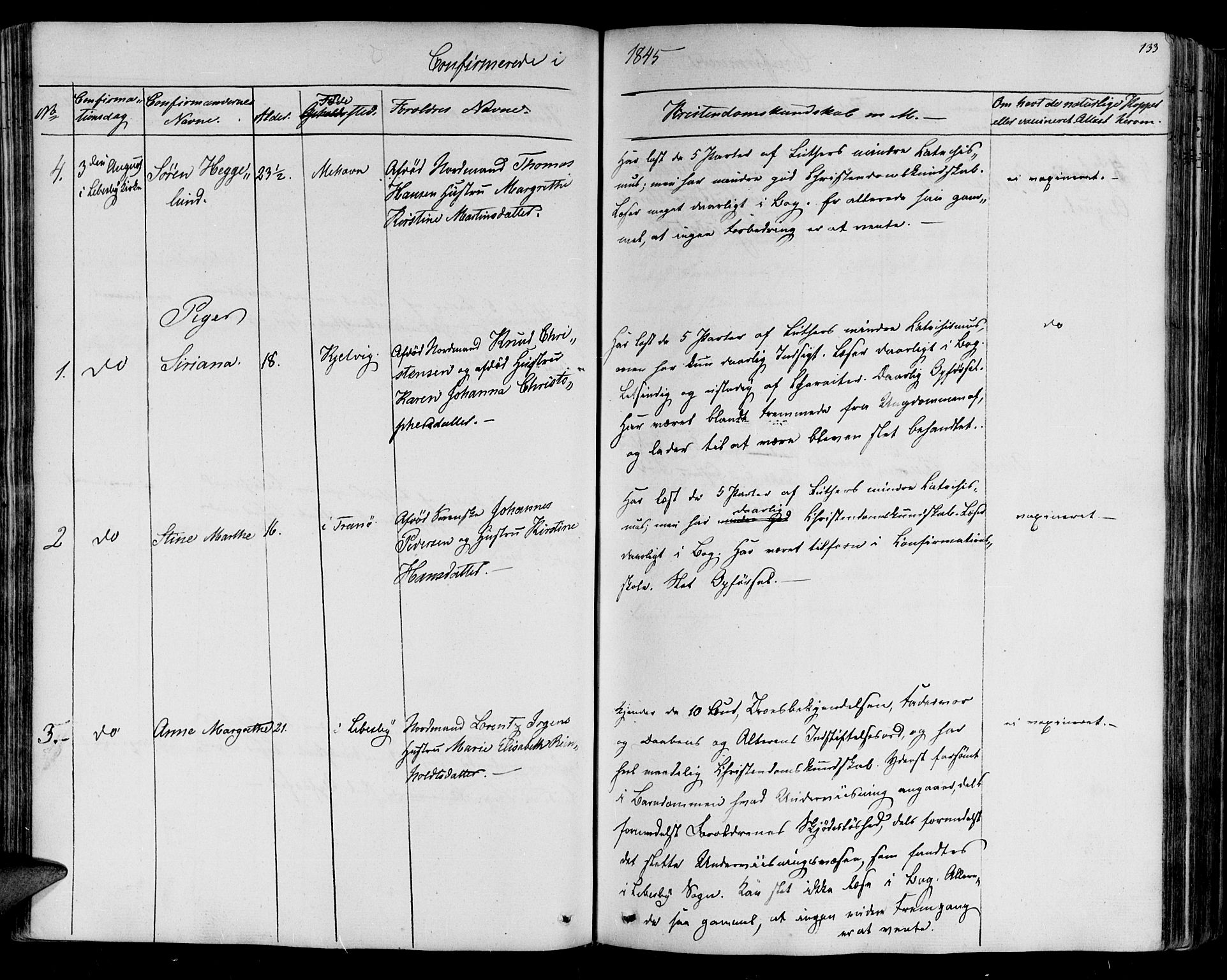 Lebesby sokneprestkontor, SATØ/S-1353/H/Ha/L0003kirke: Parish register (official) no. 3, 1833-1852, p. 133