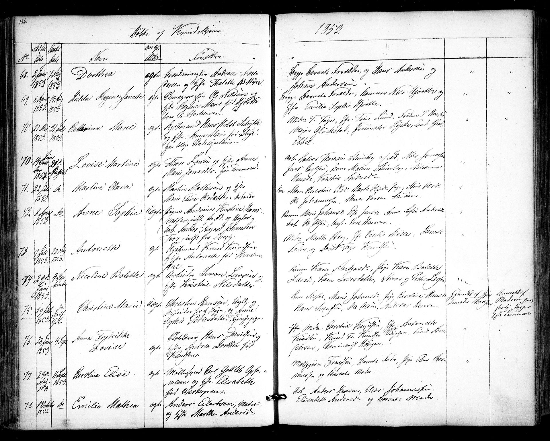 Halden prestekontor Kirkebøker, AV/SAO-A-10909/F/Fa/L0006: Parish register (official) no. I 6, 1845-1856, p. 156