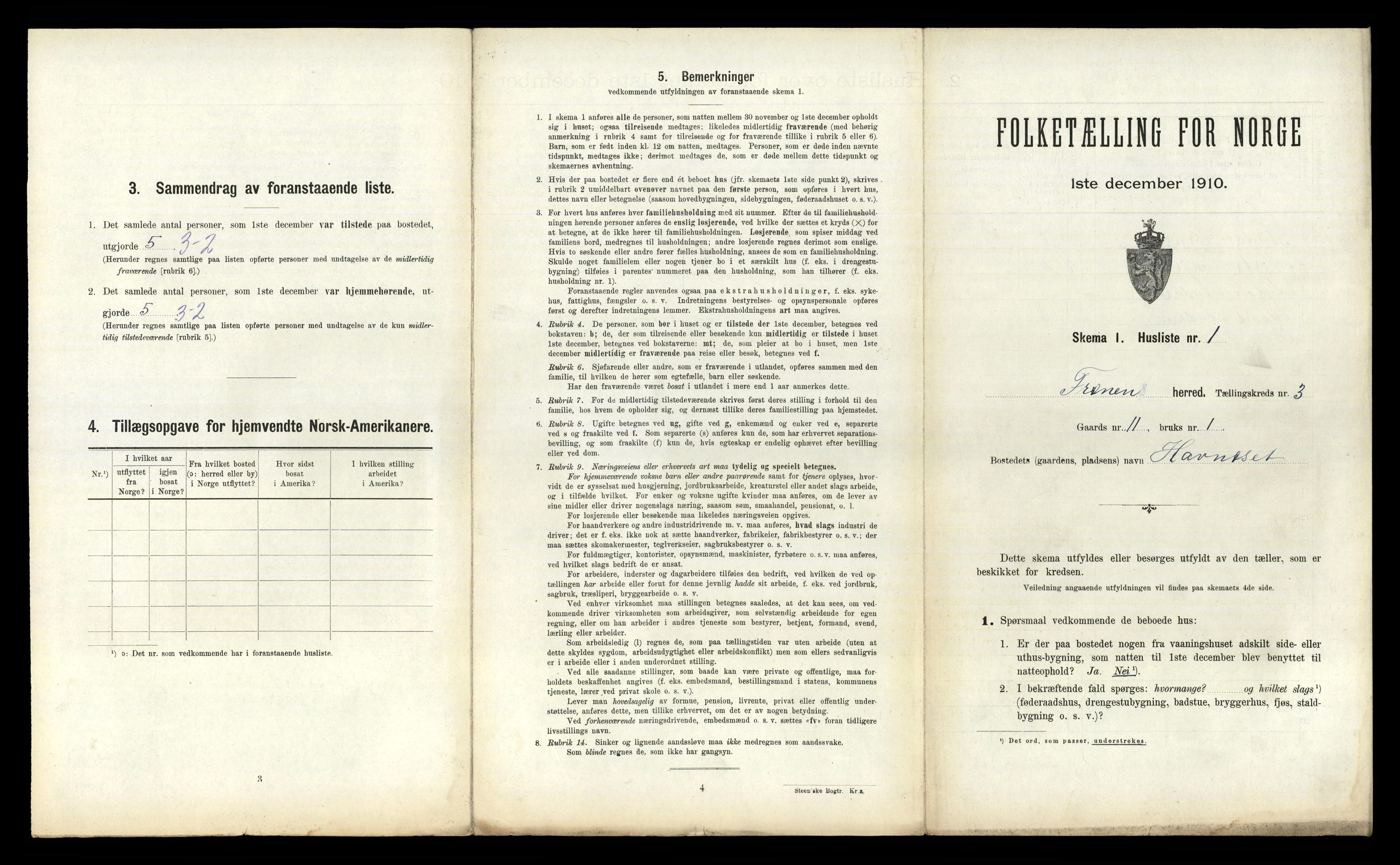 RA, 1910 census for Fræna, 1910, p. 304