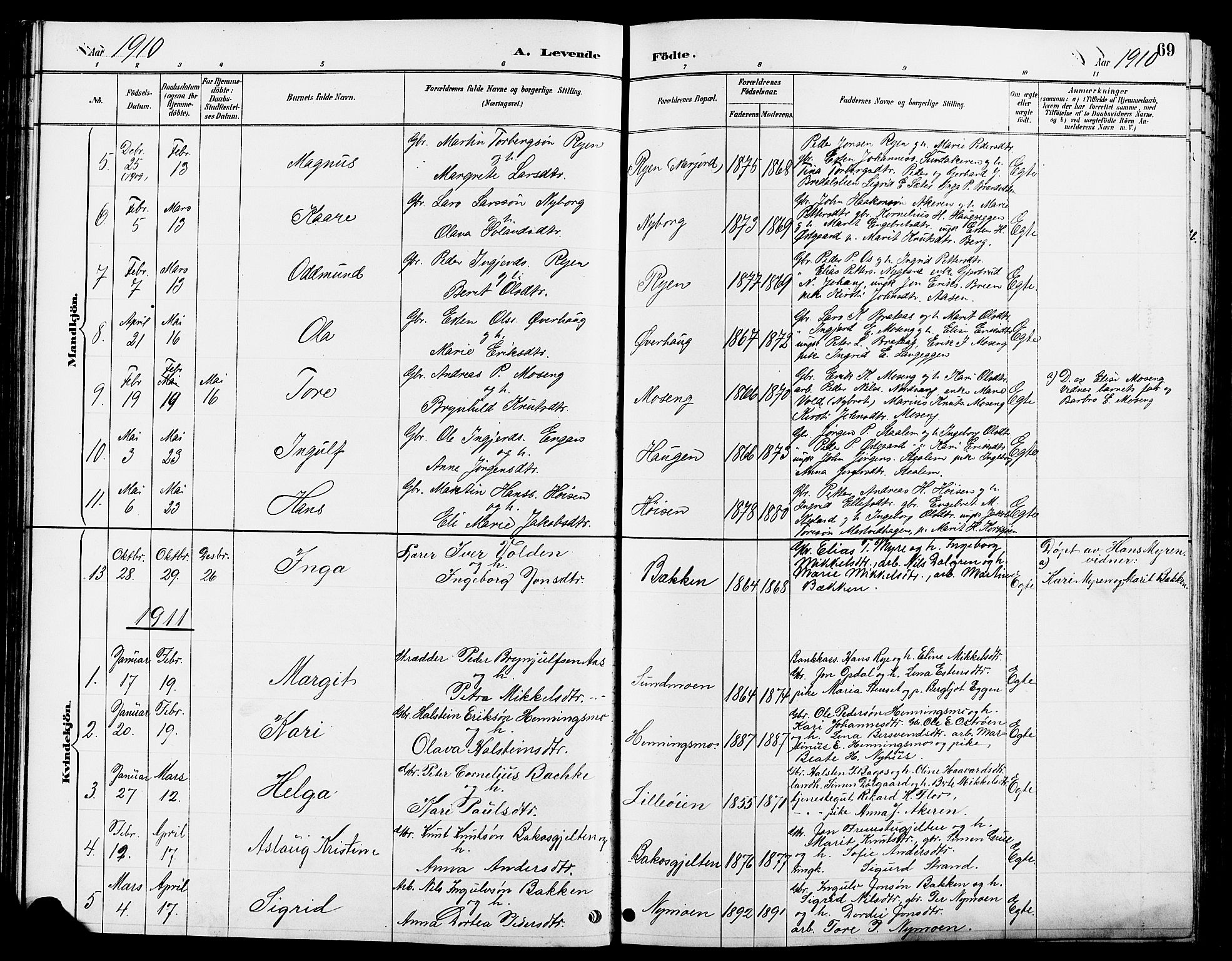 Tolga prestekontor, AV/SAH-PREST-062/L/L0008: Parish register (copy) no. 8, 1887-1912, p. 69