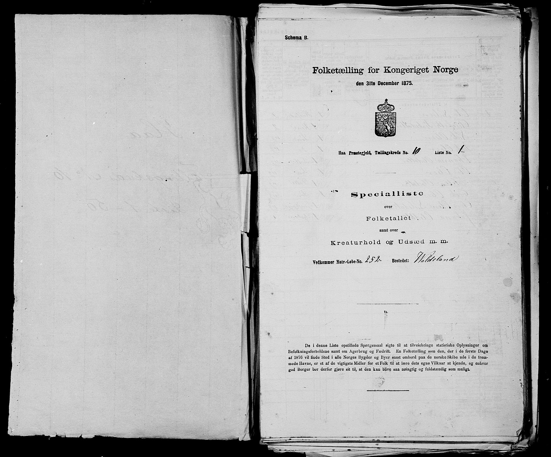 SAST, 1875 census for 1119P Hå, 1875, p. 1061