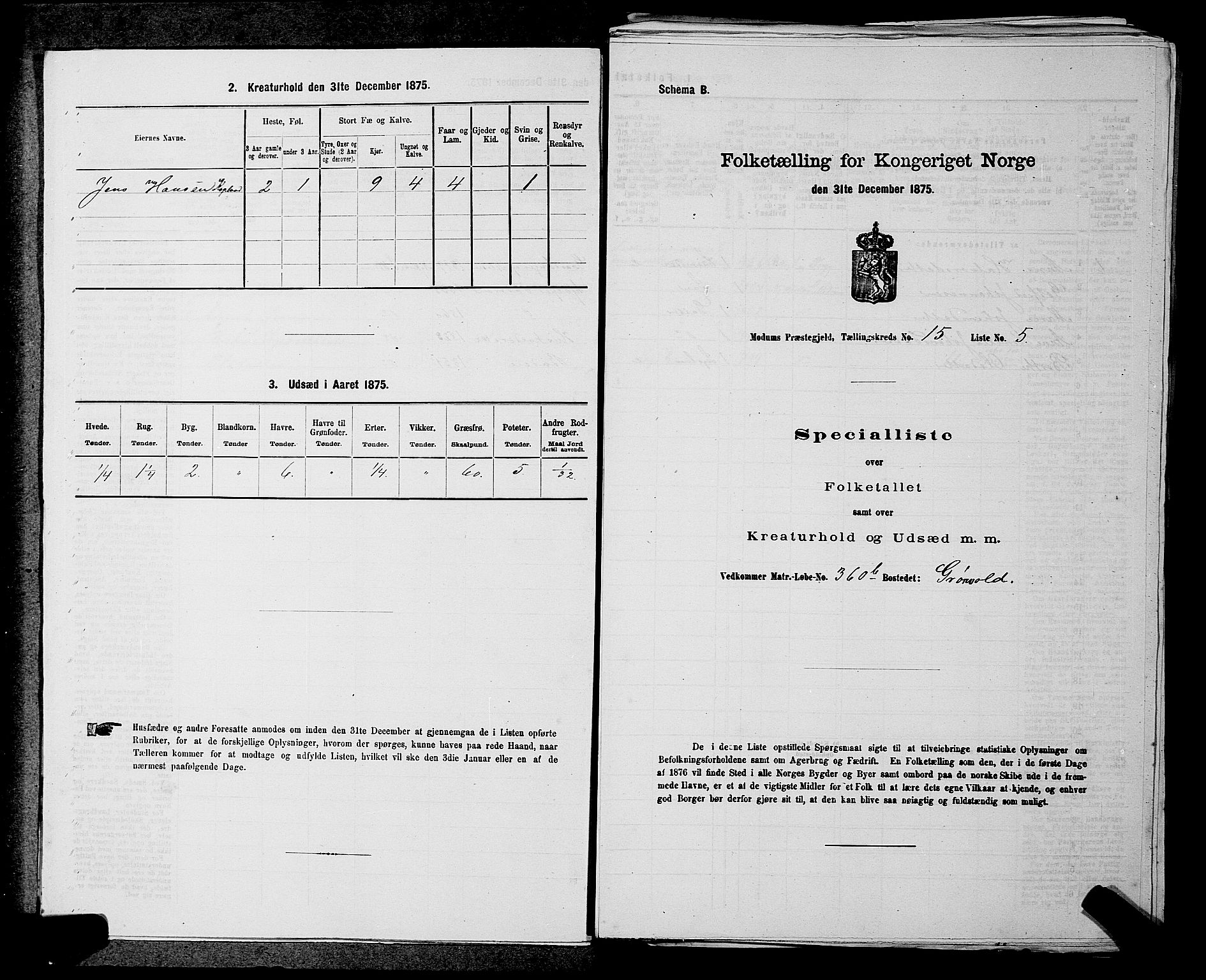 SAKO, 1875 census for 0623P Modum, 1875, p. 1787