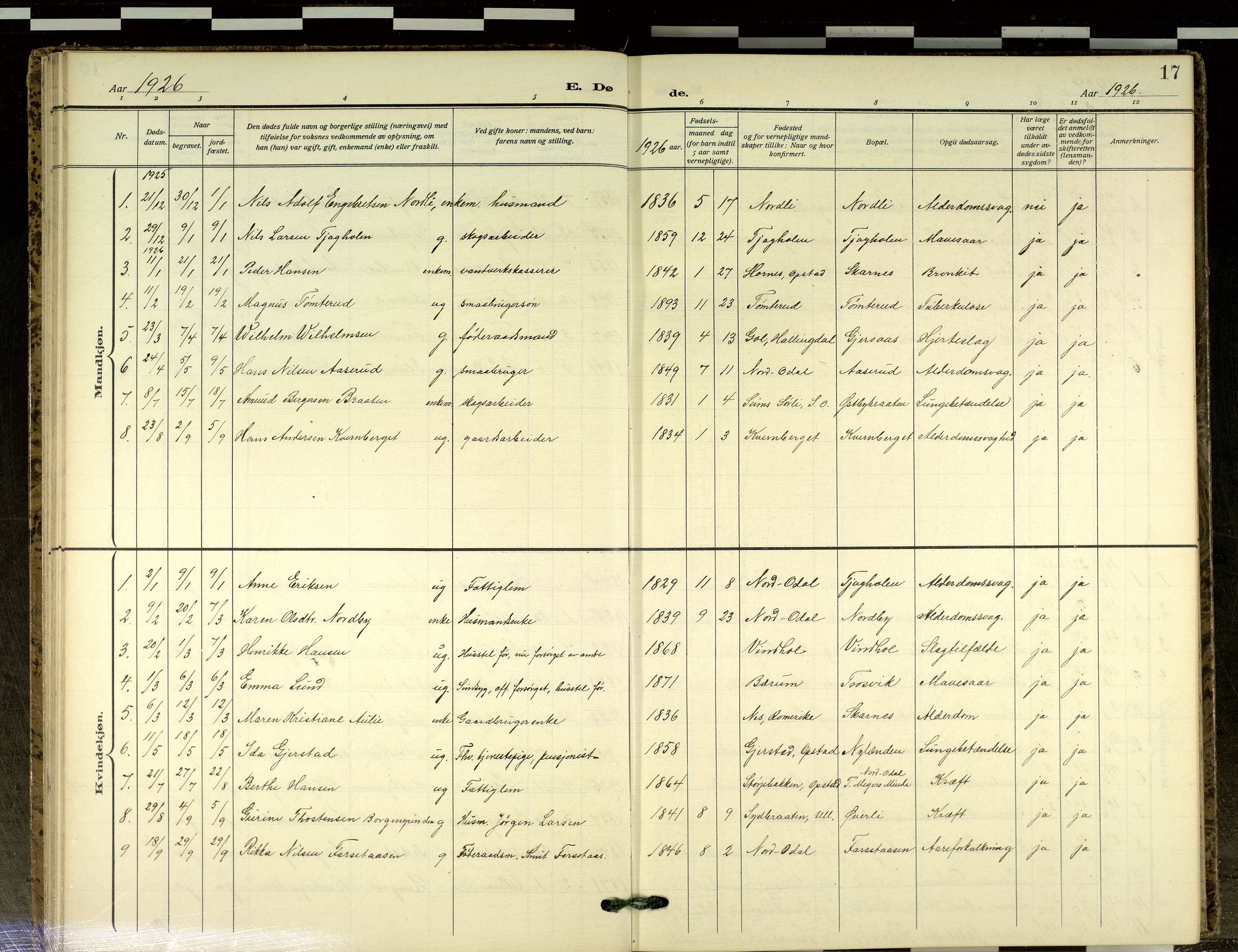 Sør-Odal prestekontor, AV/SAH-PREST-030/H/Ha/Haa/L0021: Parish register (official) no. 21, 1909-2012, p. 17