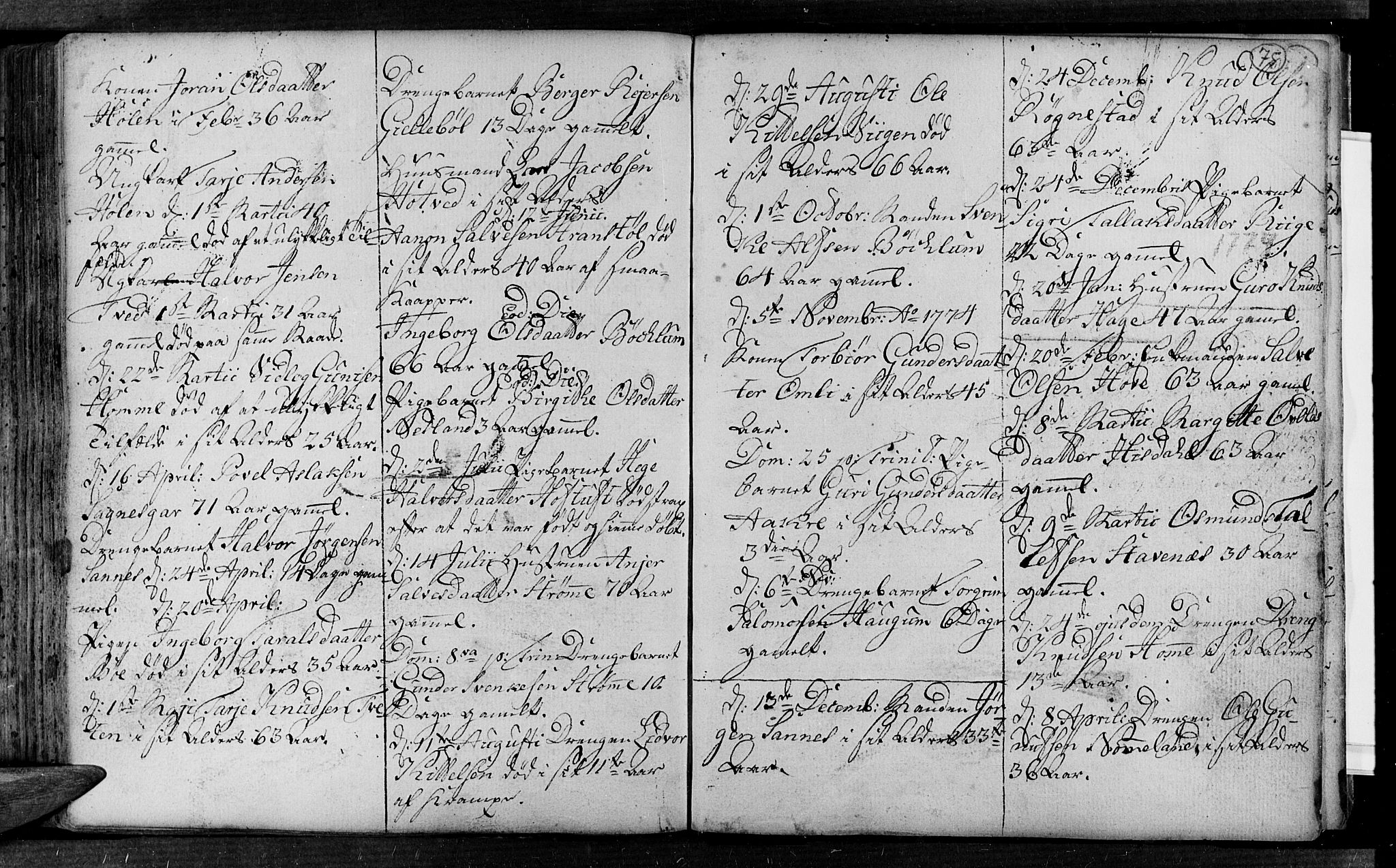Valle sokneprestkontor, SAK/1111-0044/F/Fa/Fac/L0002: Parish register (official) no. A 2, 1745-1776, p. 75