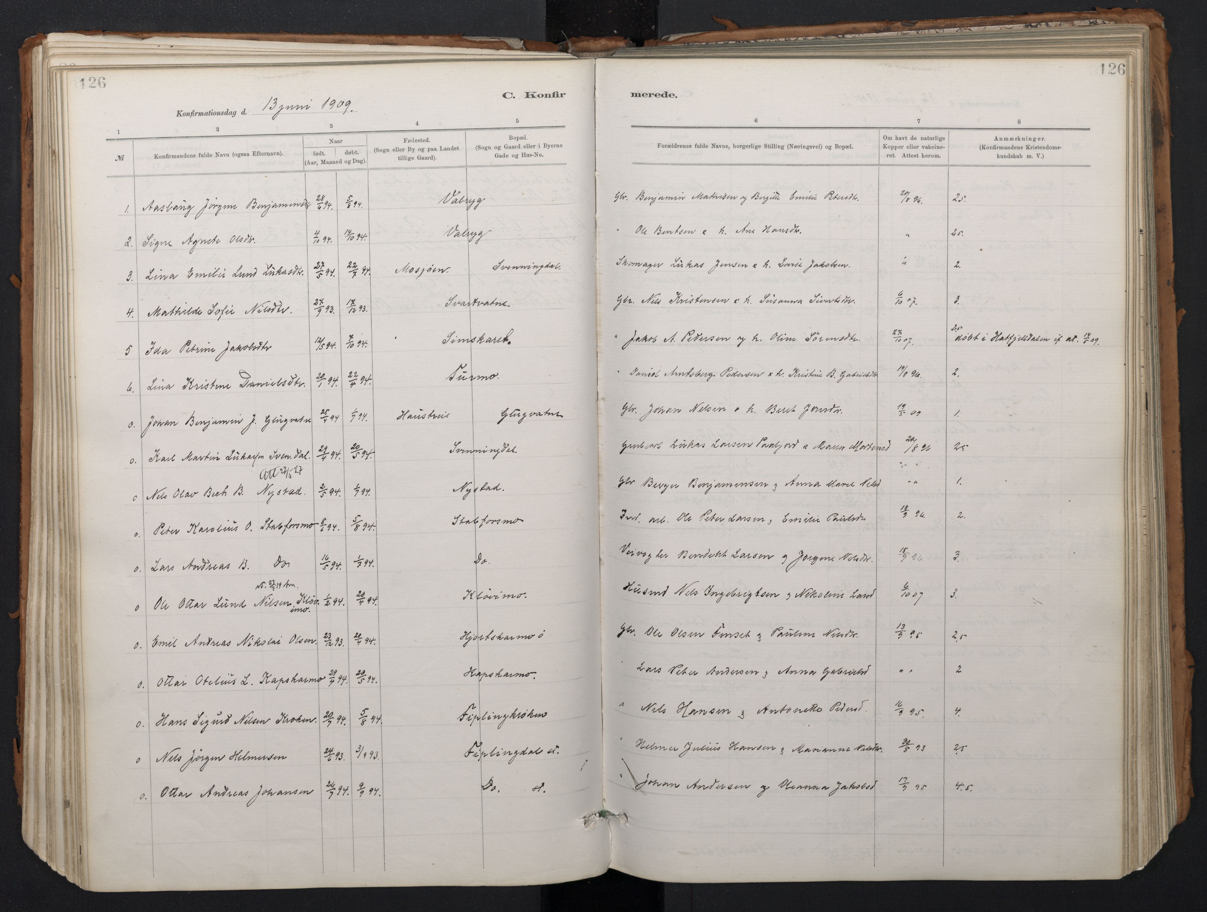 Ministerialprotokoller, klokkerbøker og fødselsregistre - Nordland, SAT/A-1459/824/L0338: Parish register (official) no. 824A01, 1880-1915, p. 126