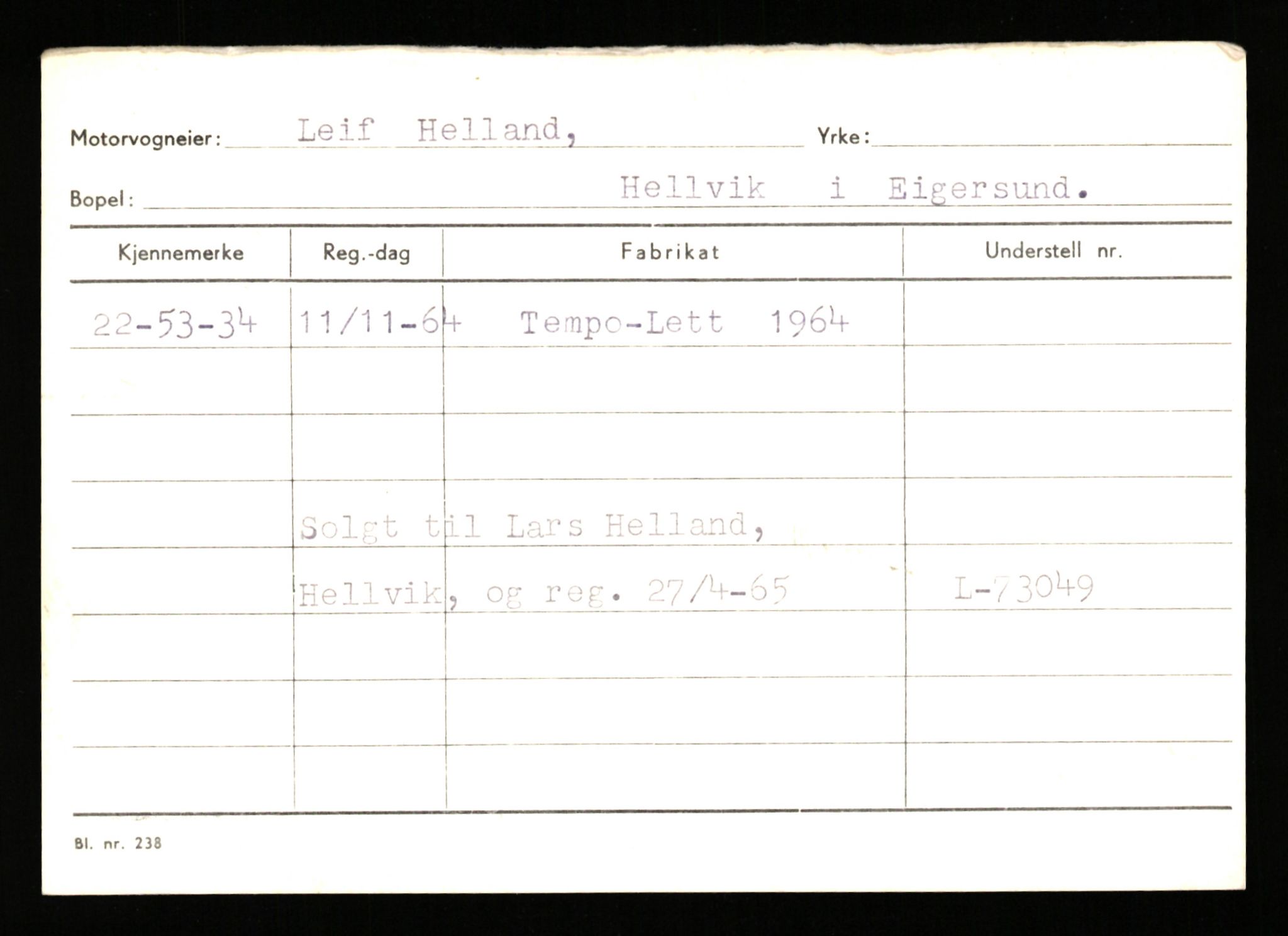 Stavanger trafikkstasjon, AV/SAST-A-101942/0/G/L0010: Registreringsnummer: 130000 - 239953, 1930-1971, p. 2805