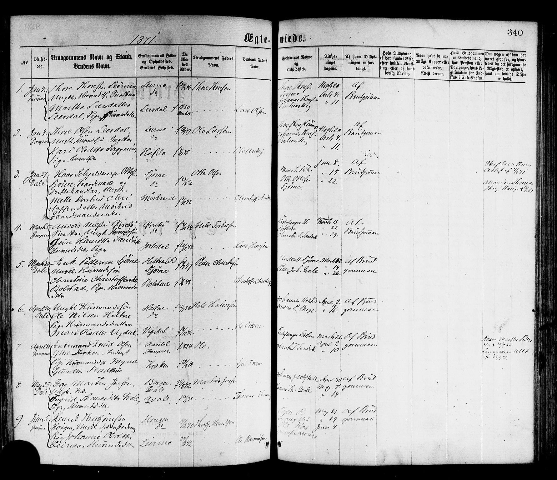 Luster sokneprestembete, SAB/A-81101/H/Haa/Haaa/L0010: Parish register (official) no. A 10, 1871-1886, p. 340