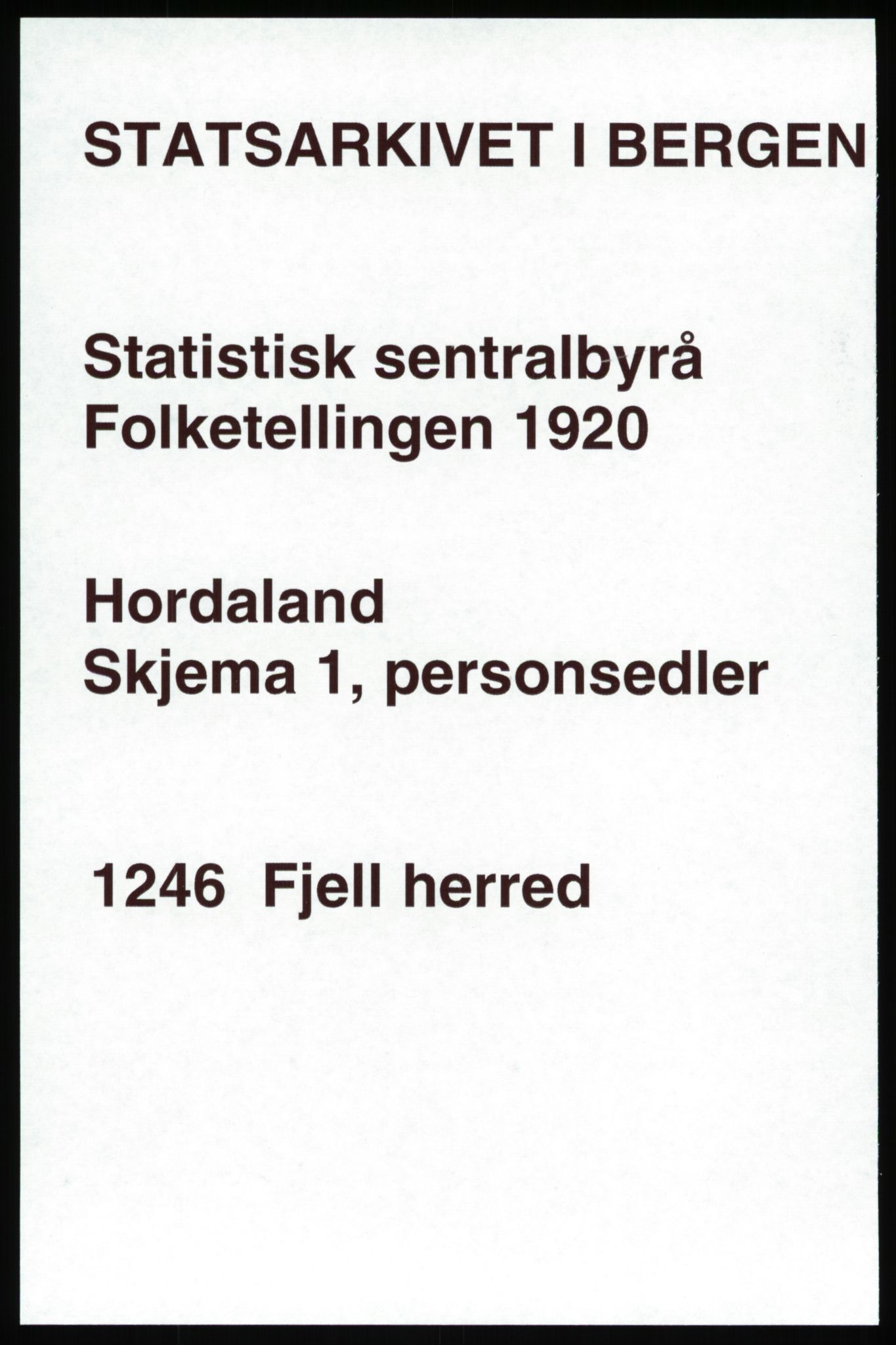 SAB, 1920 census for Fjell, 1920, p. 1466