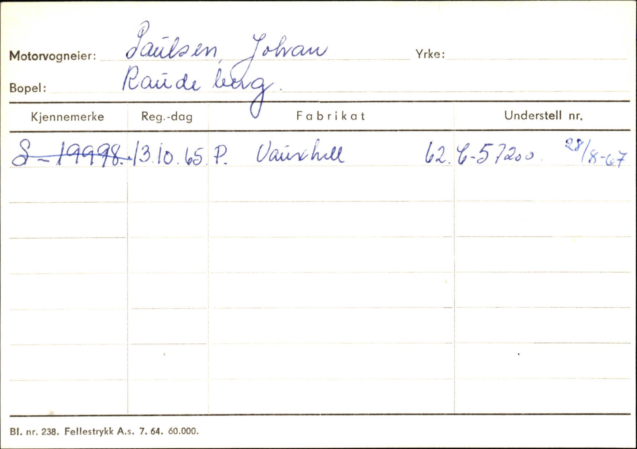 Statens vegvesen, Sogn og Fjordane vegkontor, AV/SAB-A-5301/4/F/L0144: Registerkort Vågsøy A-R, 1945-1975, p. 2257