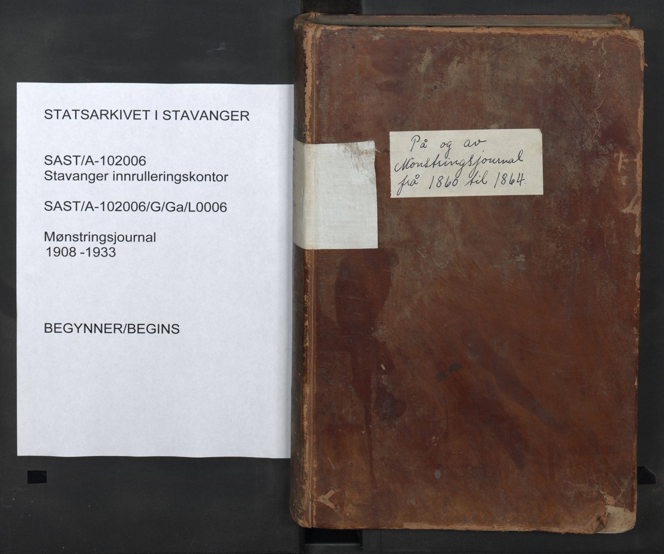 Stavanger sjømannskontor, AV/SAST-A-102006/G/Ga/L0011: Mønstringsjournal, 1860-1864, p. 1