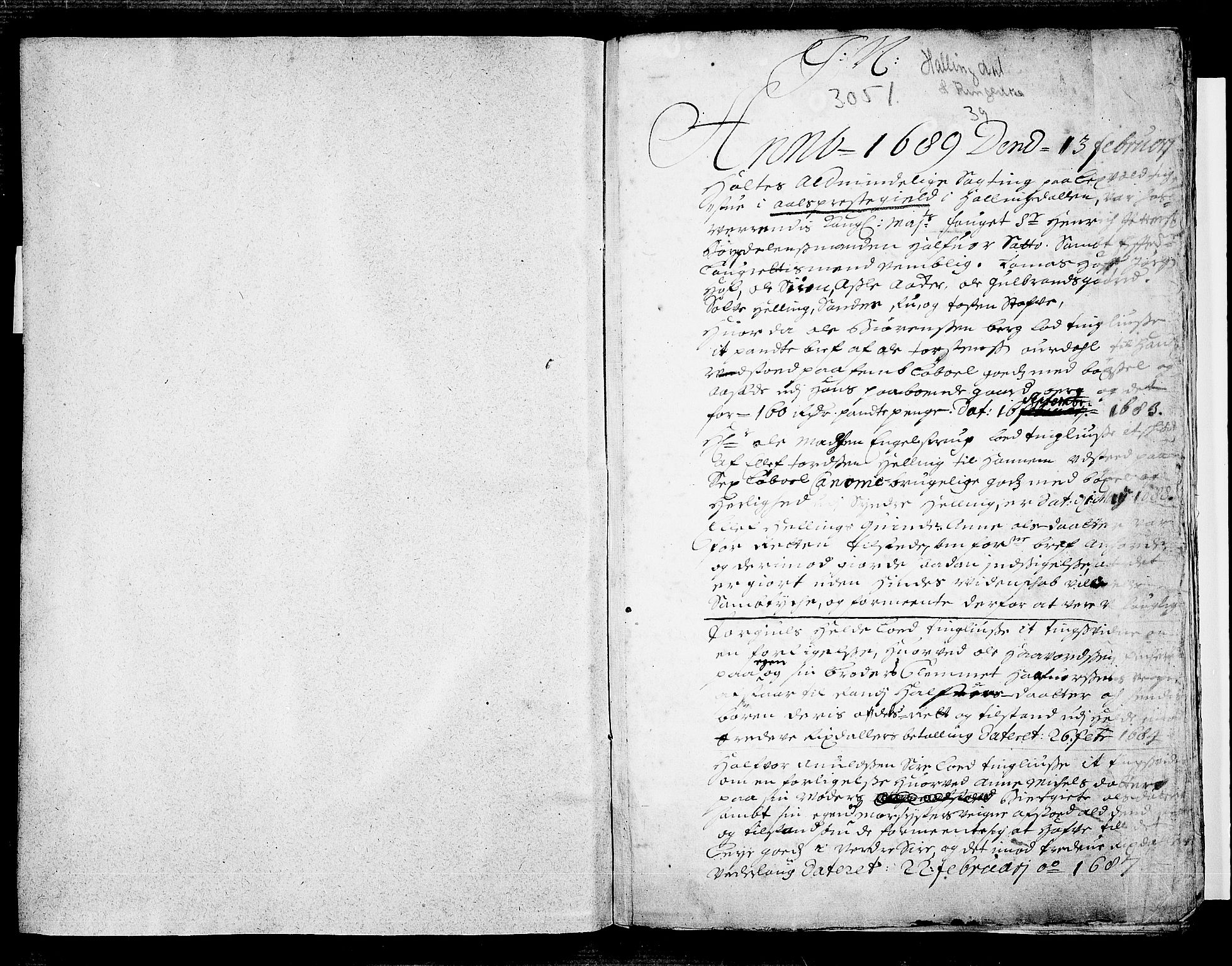 Ringerike og Hallingdal sorenskriveri, SAKO/A-81/F/Fa/Fab/L0017: Tingbok - Sorenskriveriet, 1689