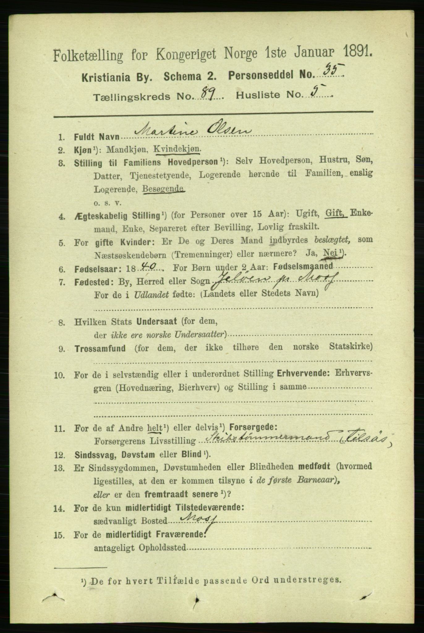 RA, 1891 census for 0301 Kristiania, 1891, p. 44135